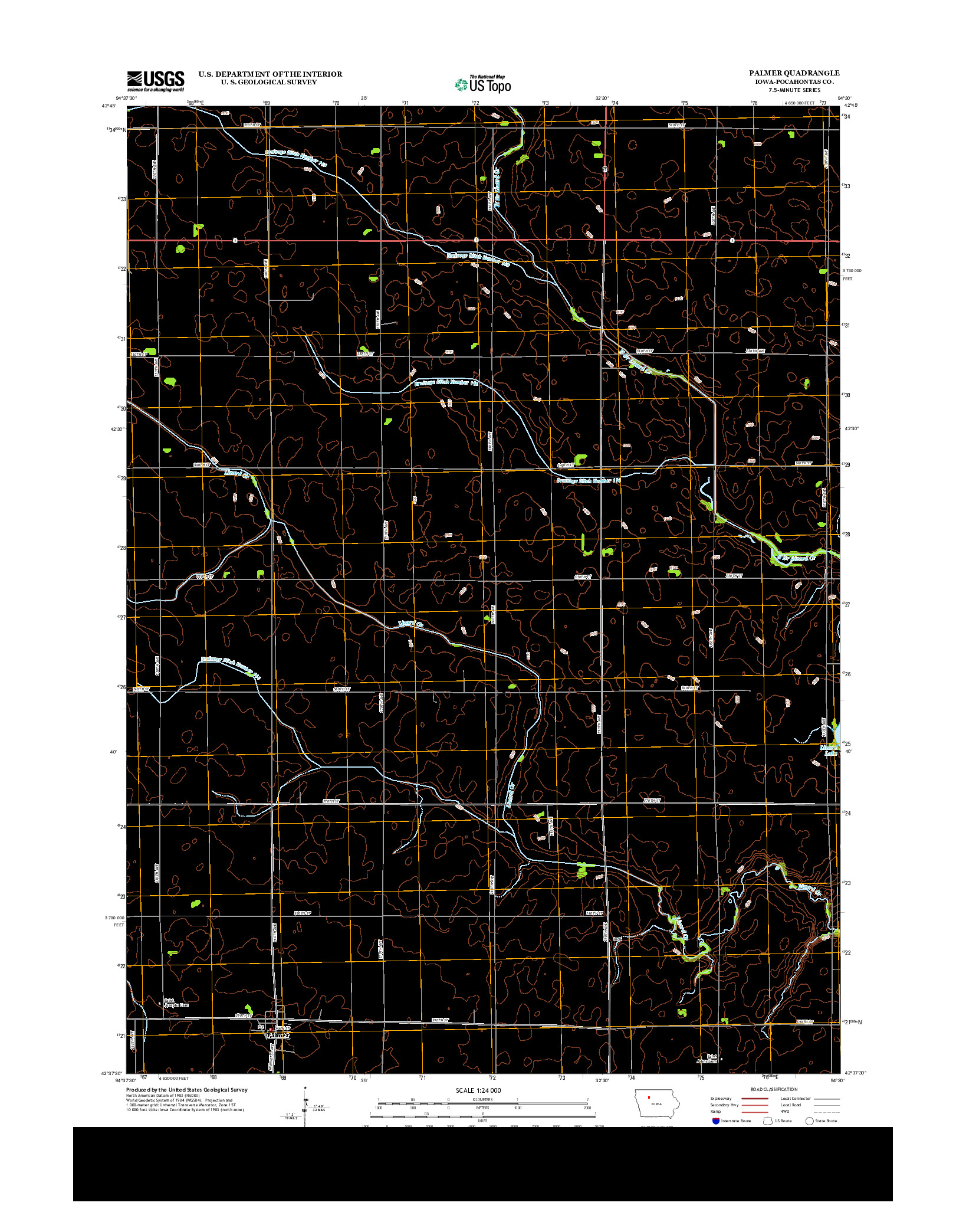 USGS US TOPO 7.5-MINUTE MAP FOR PALMER, IA 2013