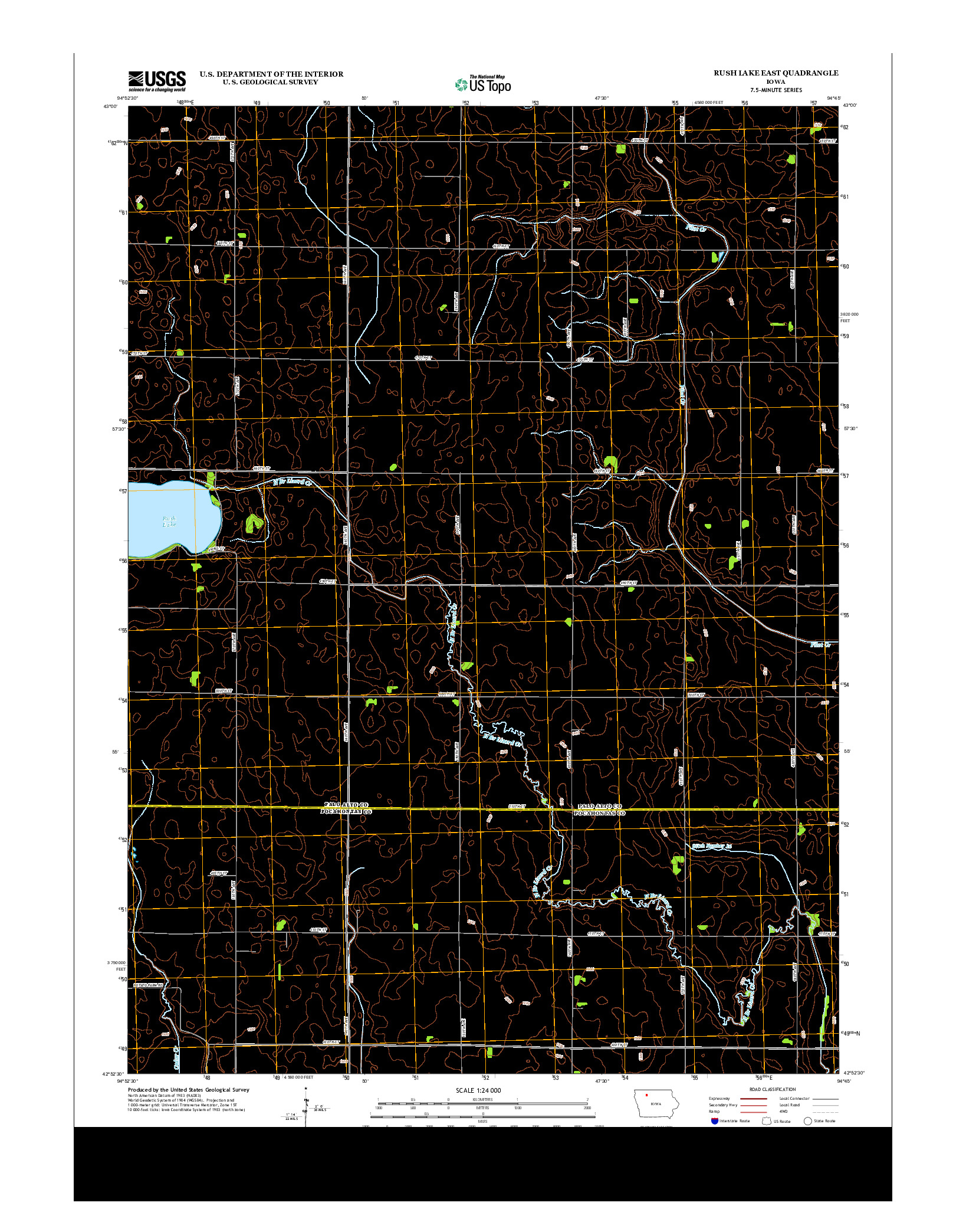USGS US TOPO 7.5-MINUTE MAP FOR RUSH LAKE EAST, IA 2013