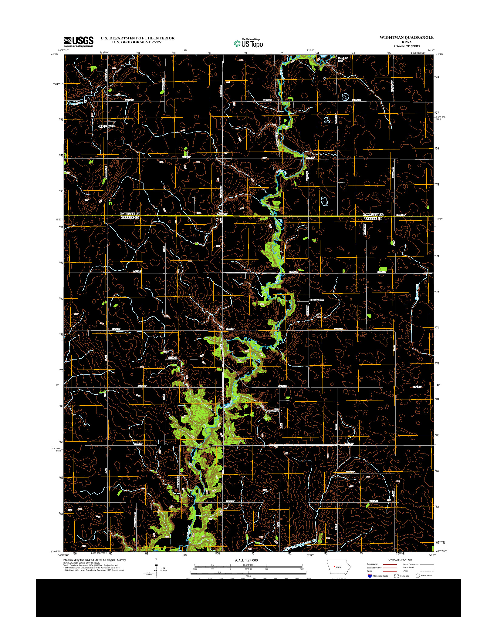 USGS US TOPO 7.5-MINUTE MAP FOR WIGHTMAN, IA 2013