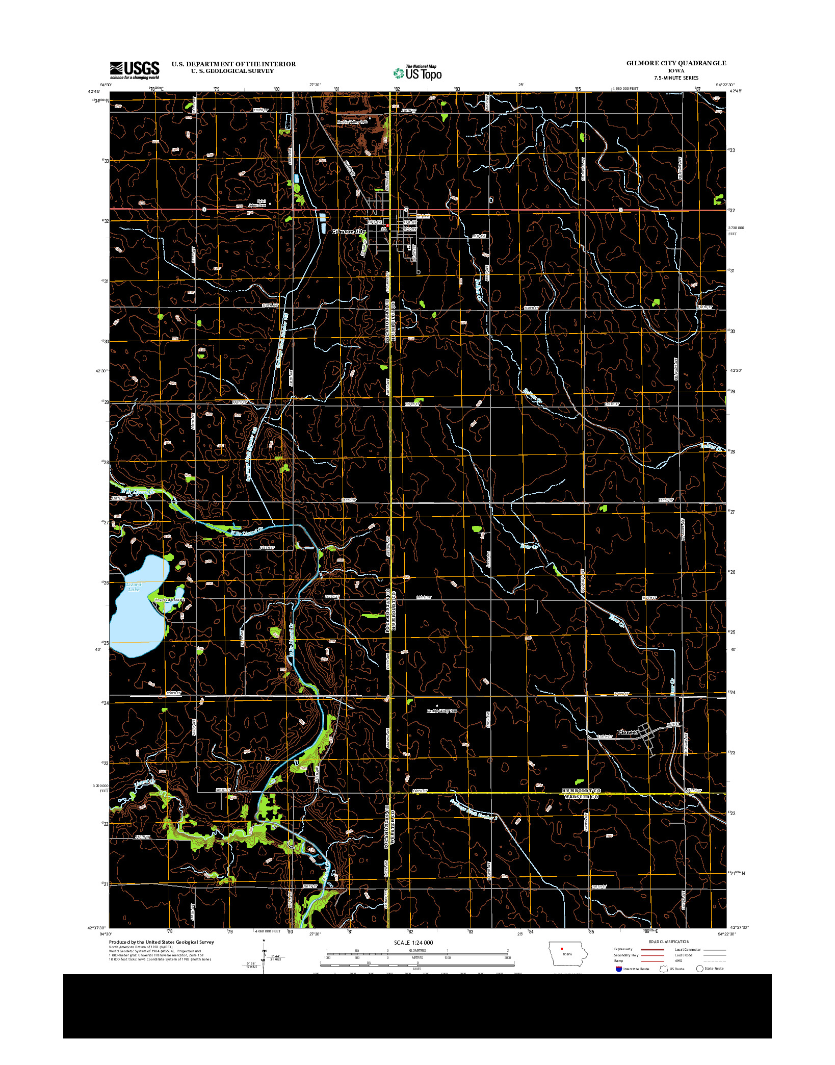 USGS US TOPO 7.5-MINUTE MAP FOR GILMORE CITY, IA 2013