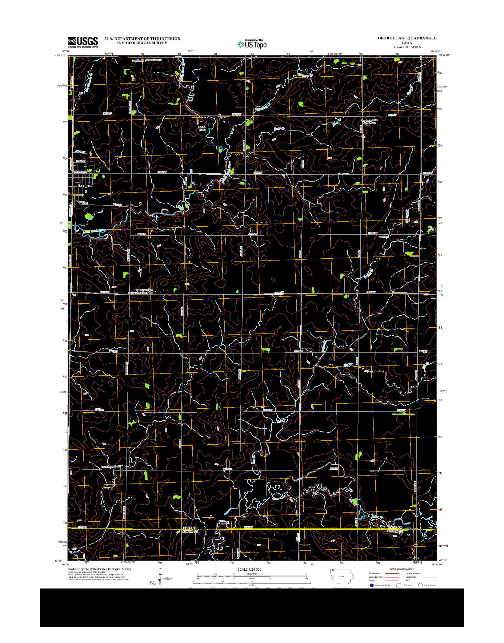 USGS US TOPO 7.5-MINUTE MAP FOR GEORGE EAST, IA 2013