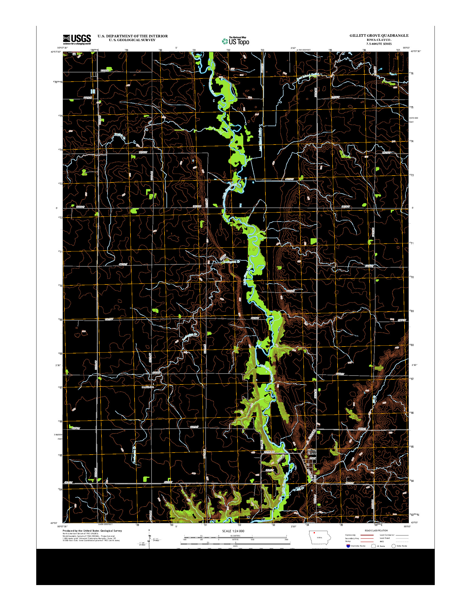 USGS US TOPO 7.5-MINUTE MAP FOR GILLETT GROVE, IA 2013