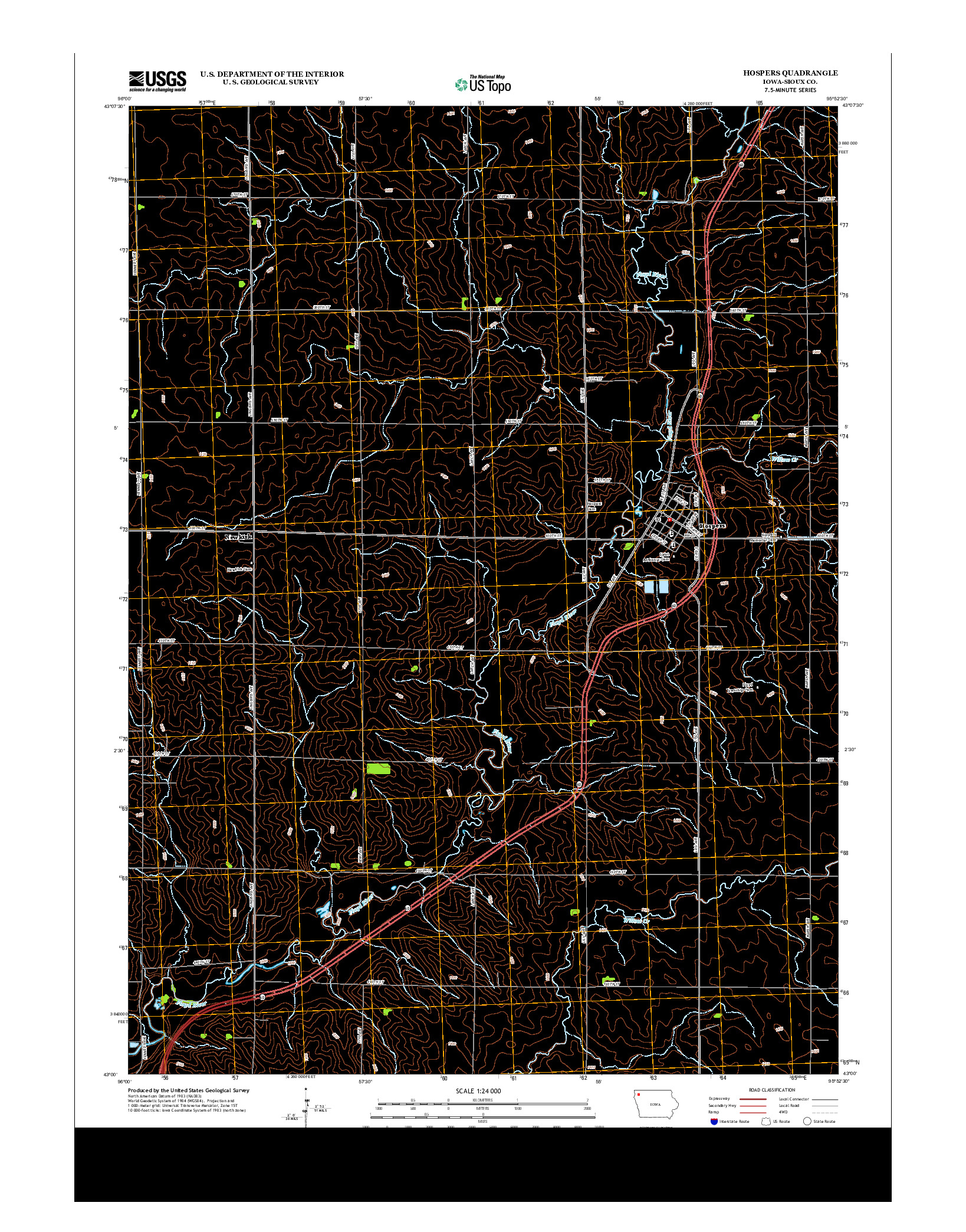 USGS US TOPO 7.5-MINUTE MAP FOR HOSPERS, IA 2013