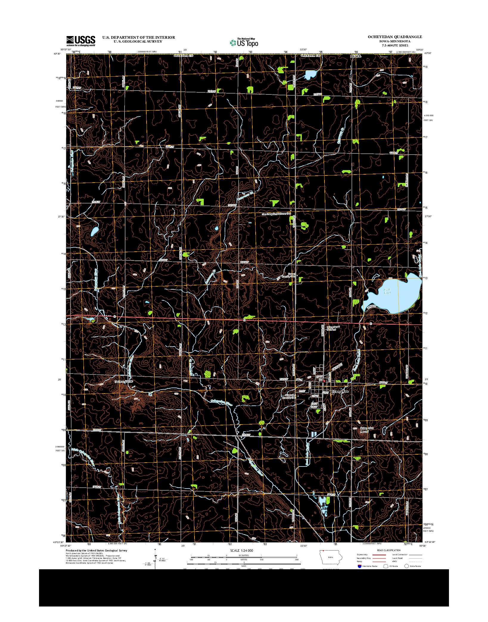 USGS US TOPO 7.5-MINUTE MAP FOR OCHEYEDAN, IA-MN 2013