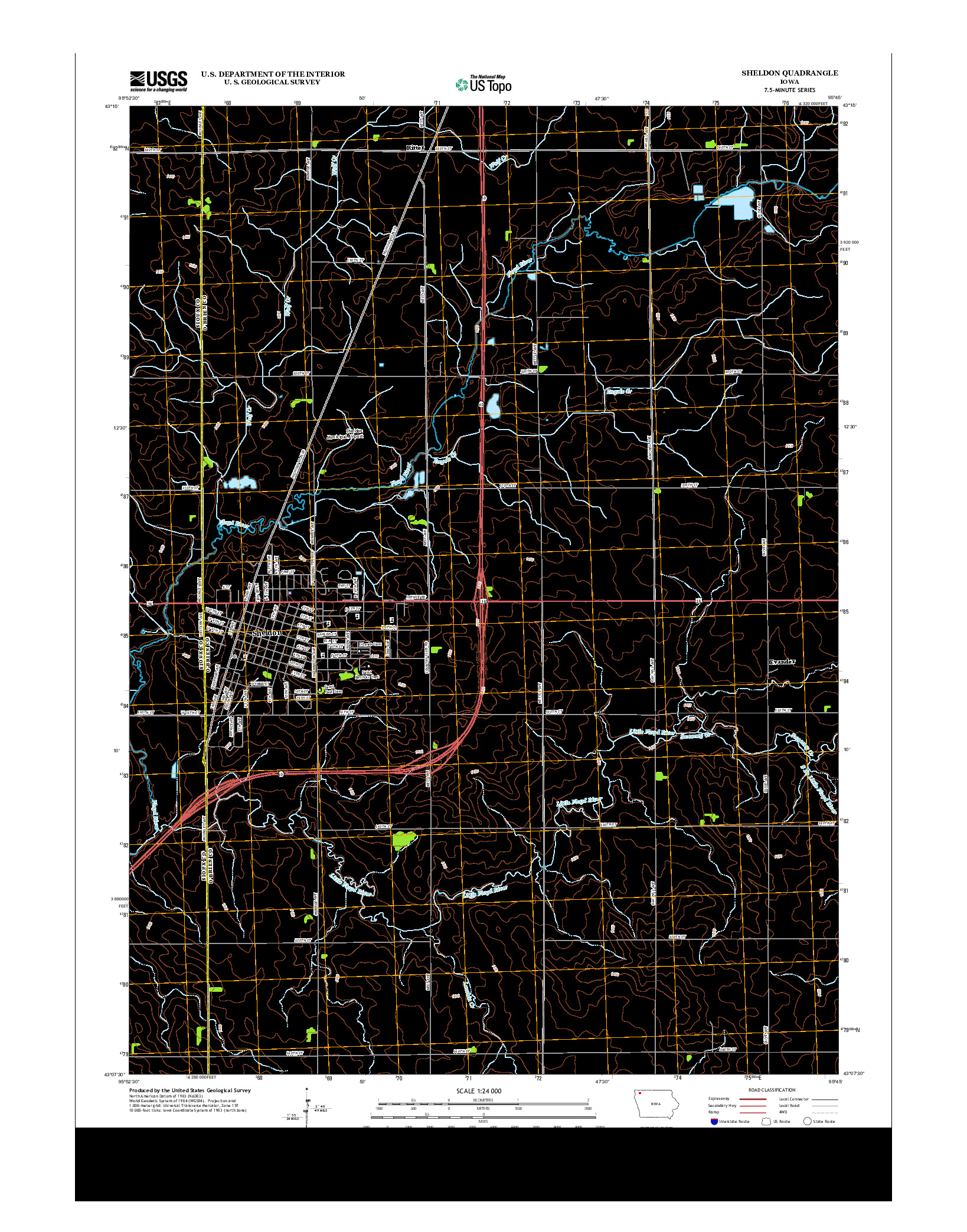 USGS US TOPO 7.5-MINUTE MAP FOR SHELDON, IA 2013