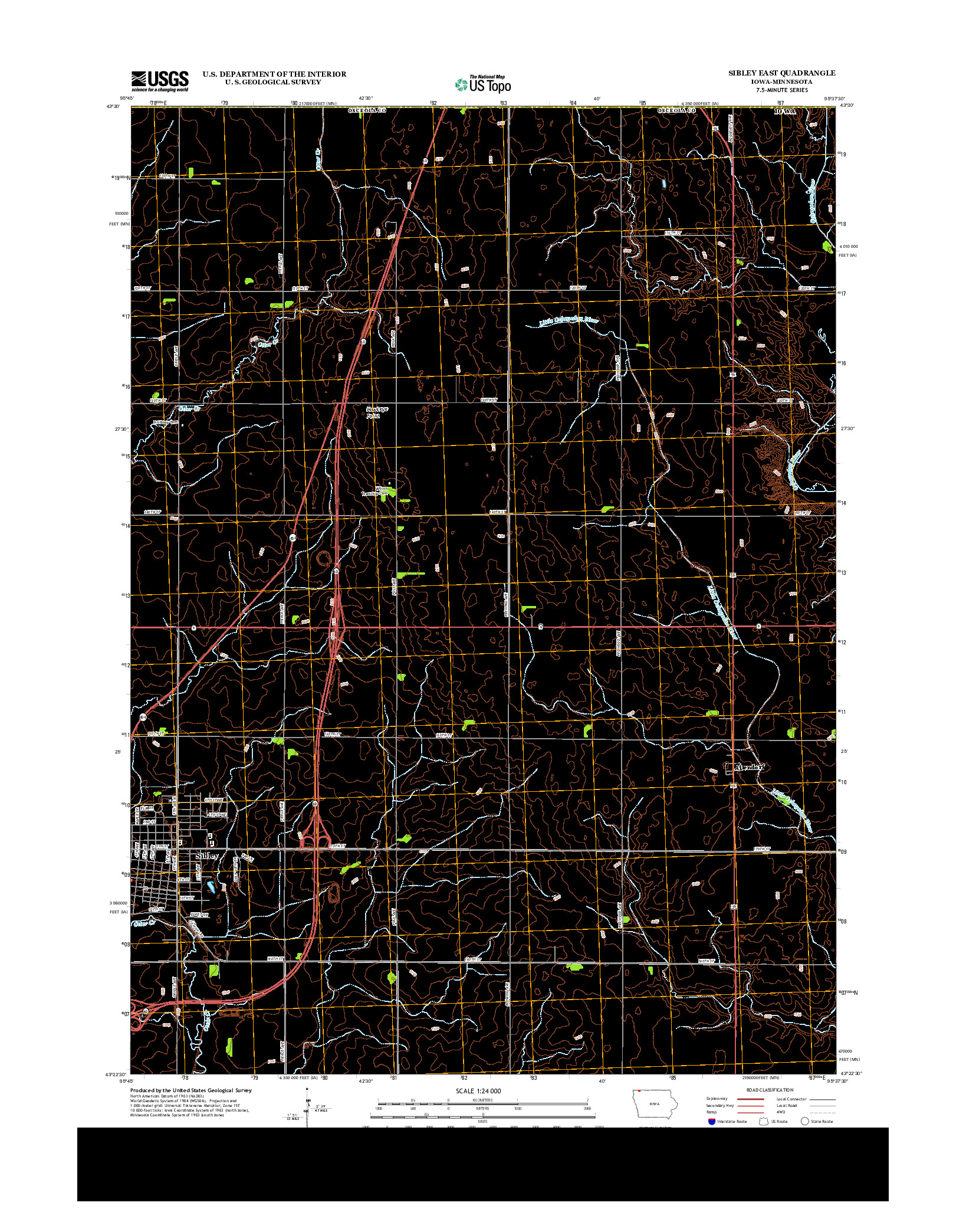 USGS US TOPO 7.5-MINUTE MAP FOR SIBLEY EAST, IA-MN 2013