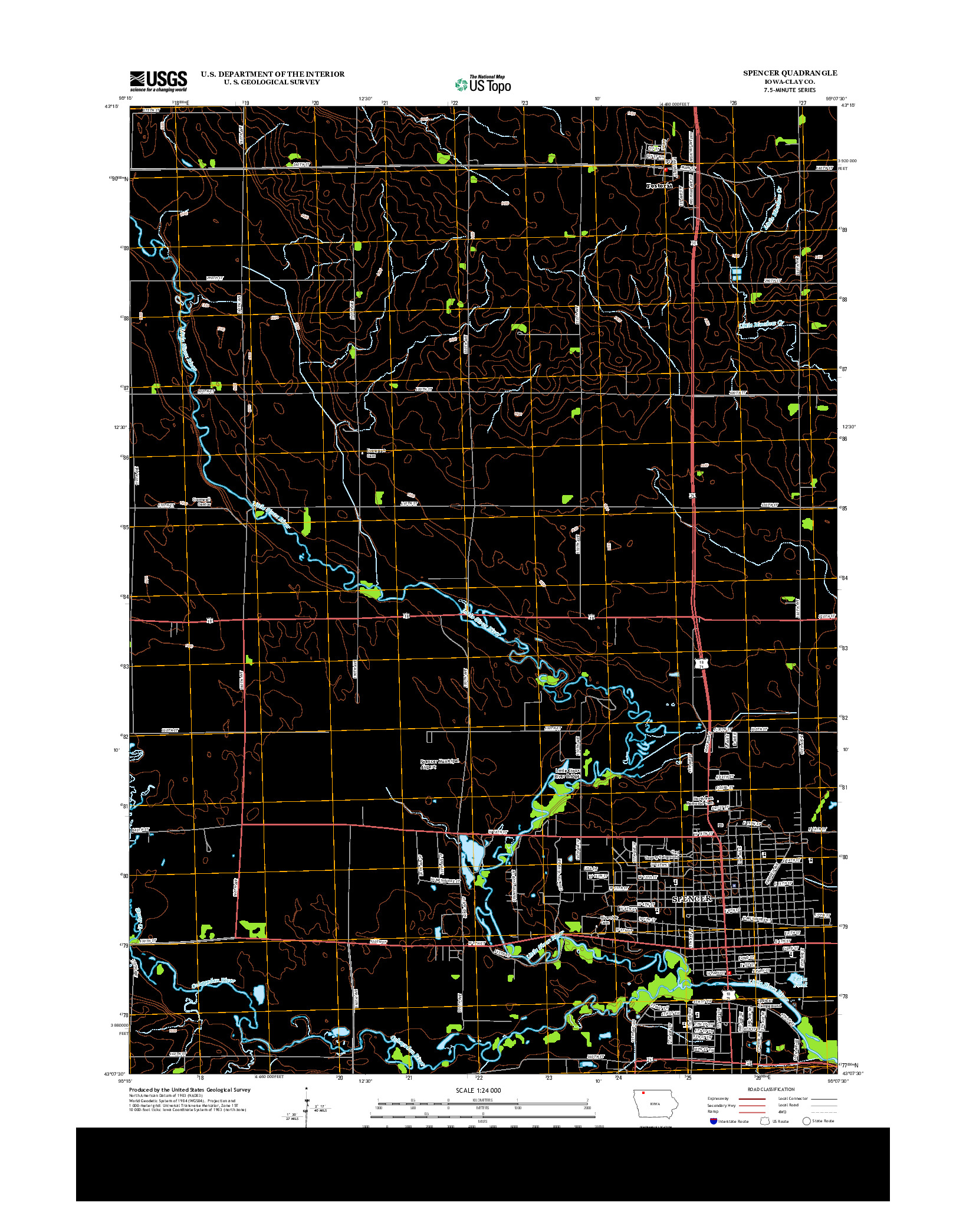 USGS US TOPO 7.5-MINUTE MAP FOR SPENCER, IA 2013