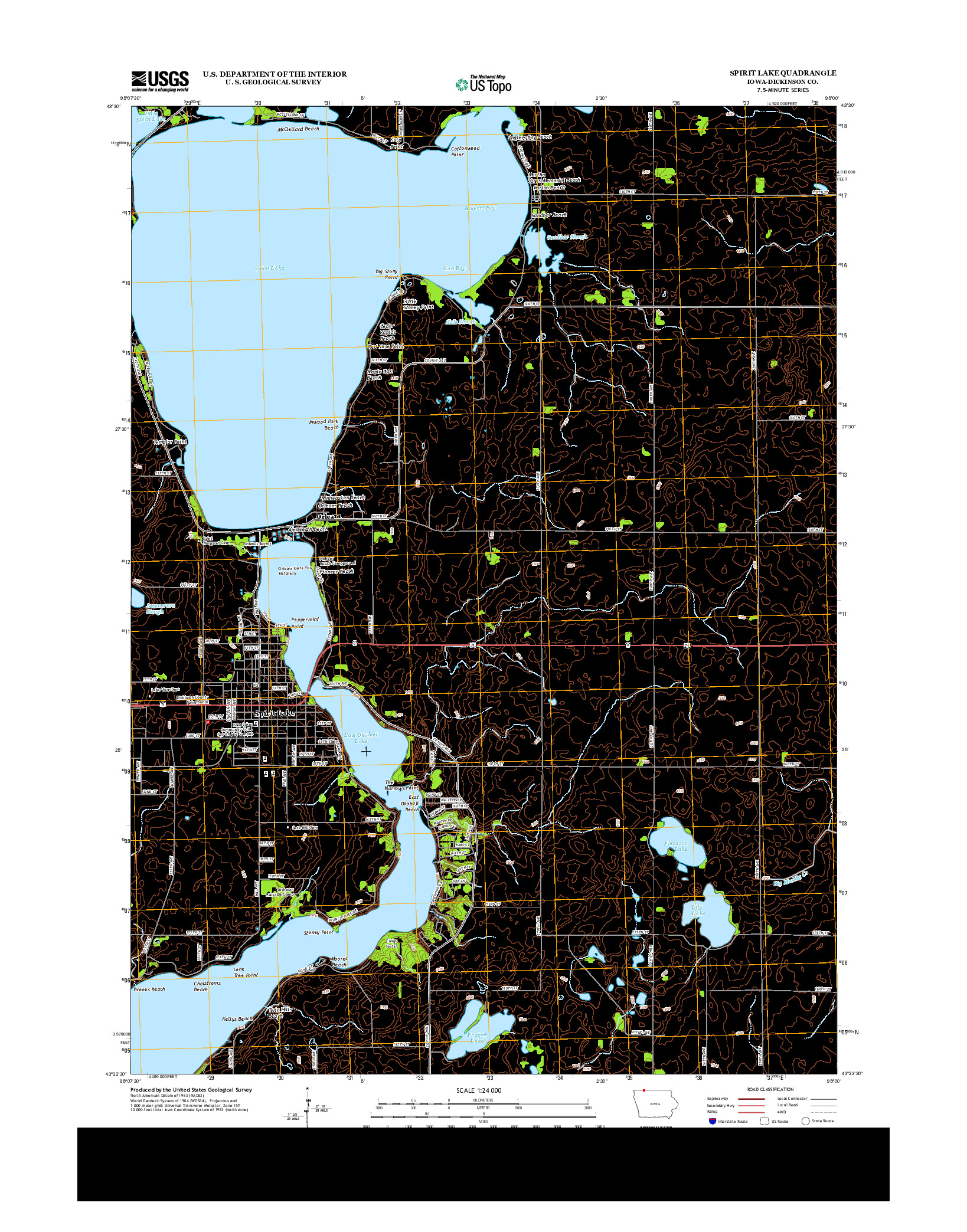 USGS US TOPO 7.5-MINUTE MAP FOR SPIRIT LAKE, IA 2013