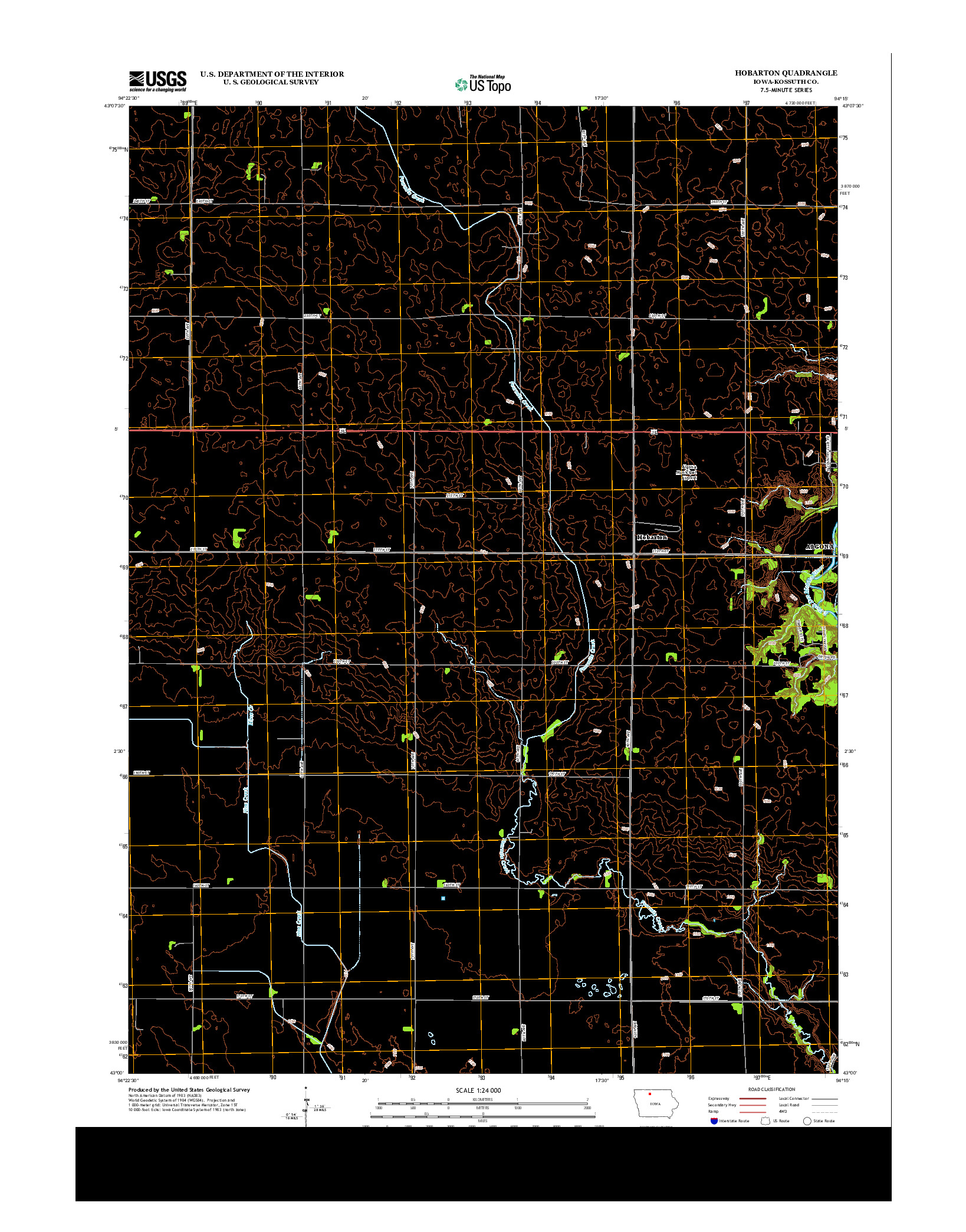 USGS US TOPO 7.5-MINUTE MAP FOR HOBARTON, IA 2013