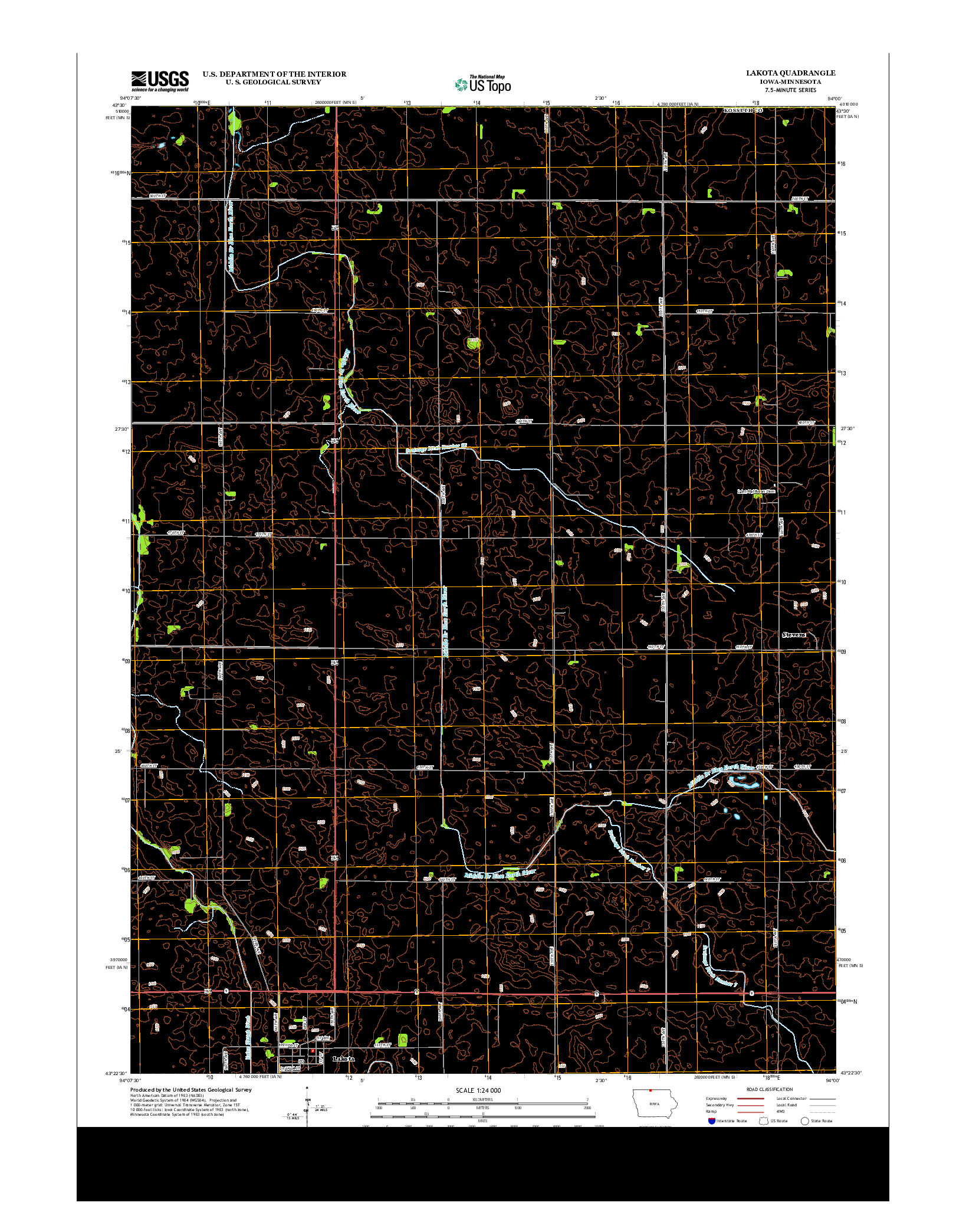 USGS US TOPO 7.5-MINUTE MAP FOR LAKOTA, IA-MN 2013
