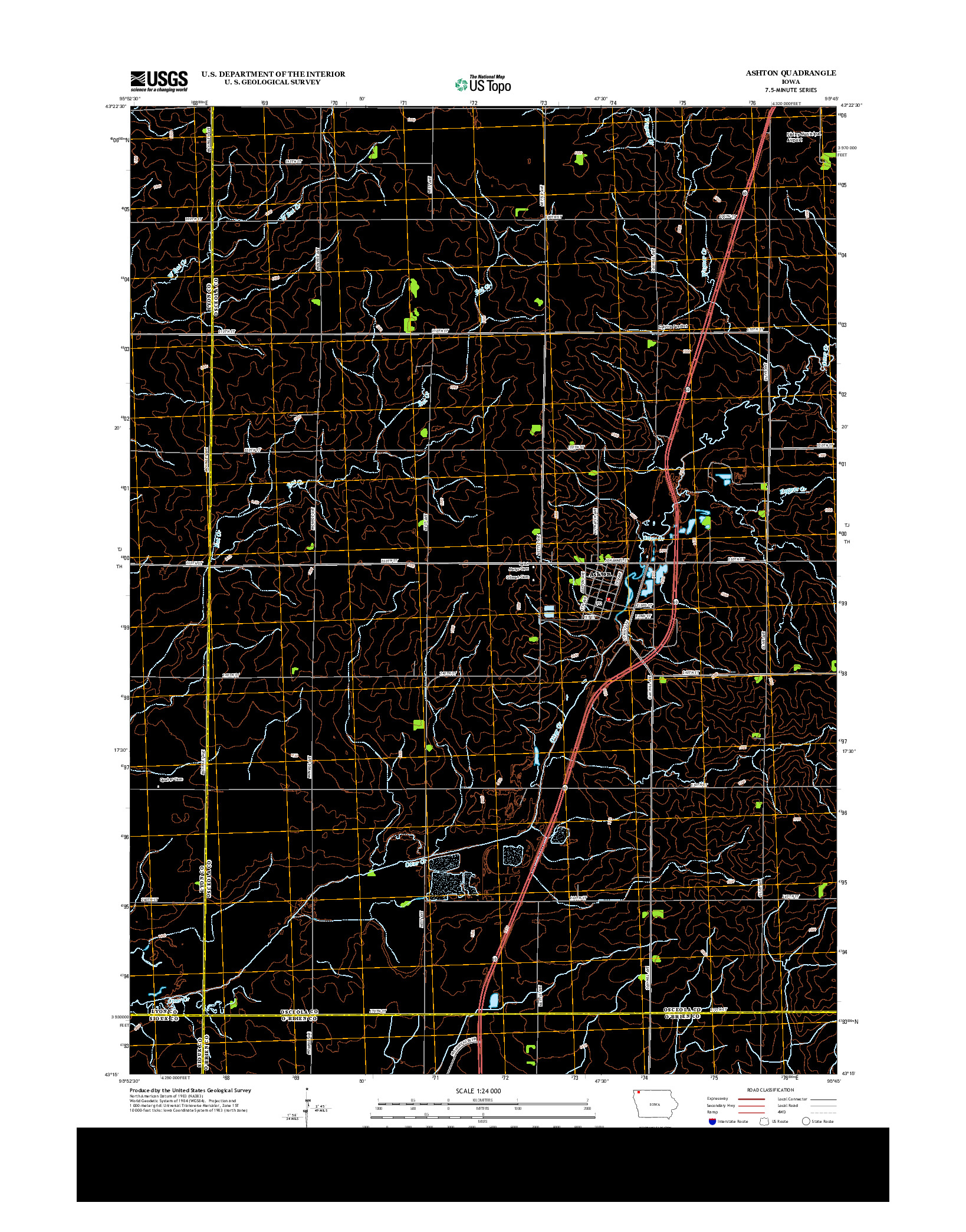 USGS US TOPO 7.5-MINUTE MAP FOR ASHTON, IA 2013