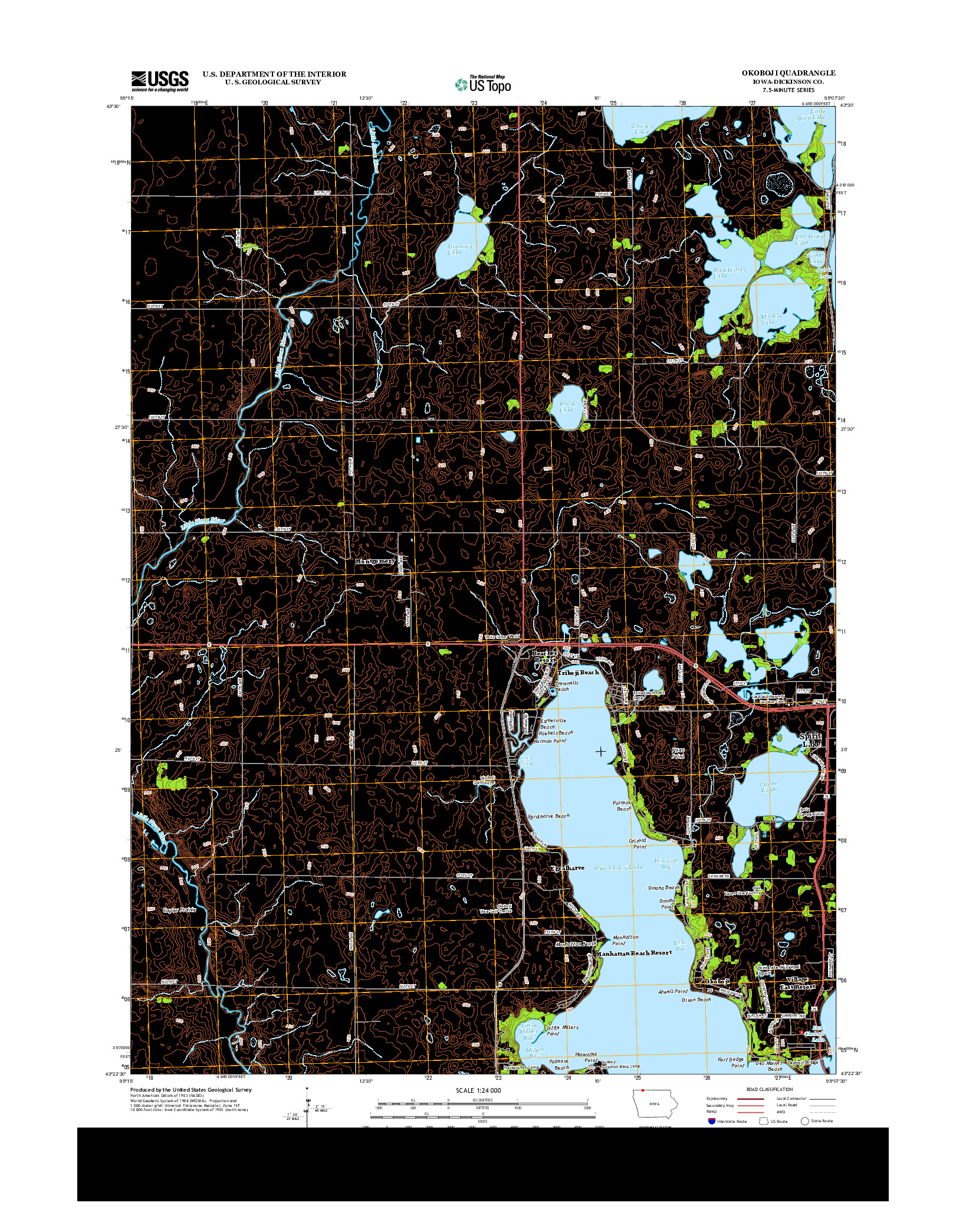 USGS US TOPO 7.5-MINUTE MAP FOR OKOBOJI, IA 2013