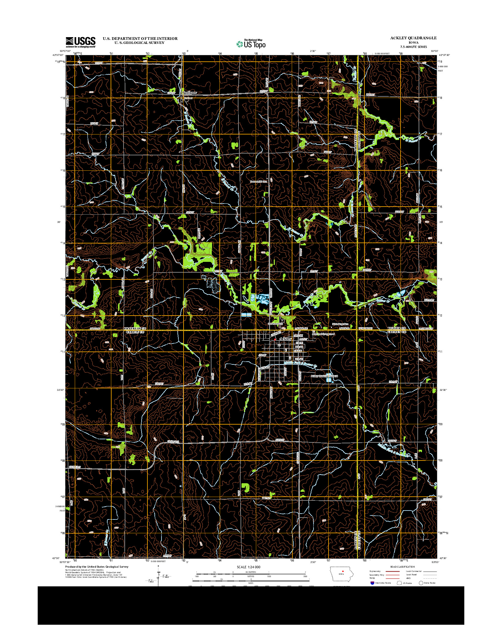 USGS US TOPO 7.5-MINUTE MAP FOR ACKLEY, IA 2013