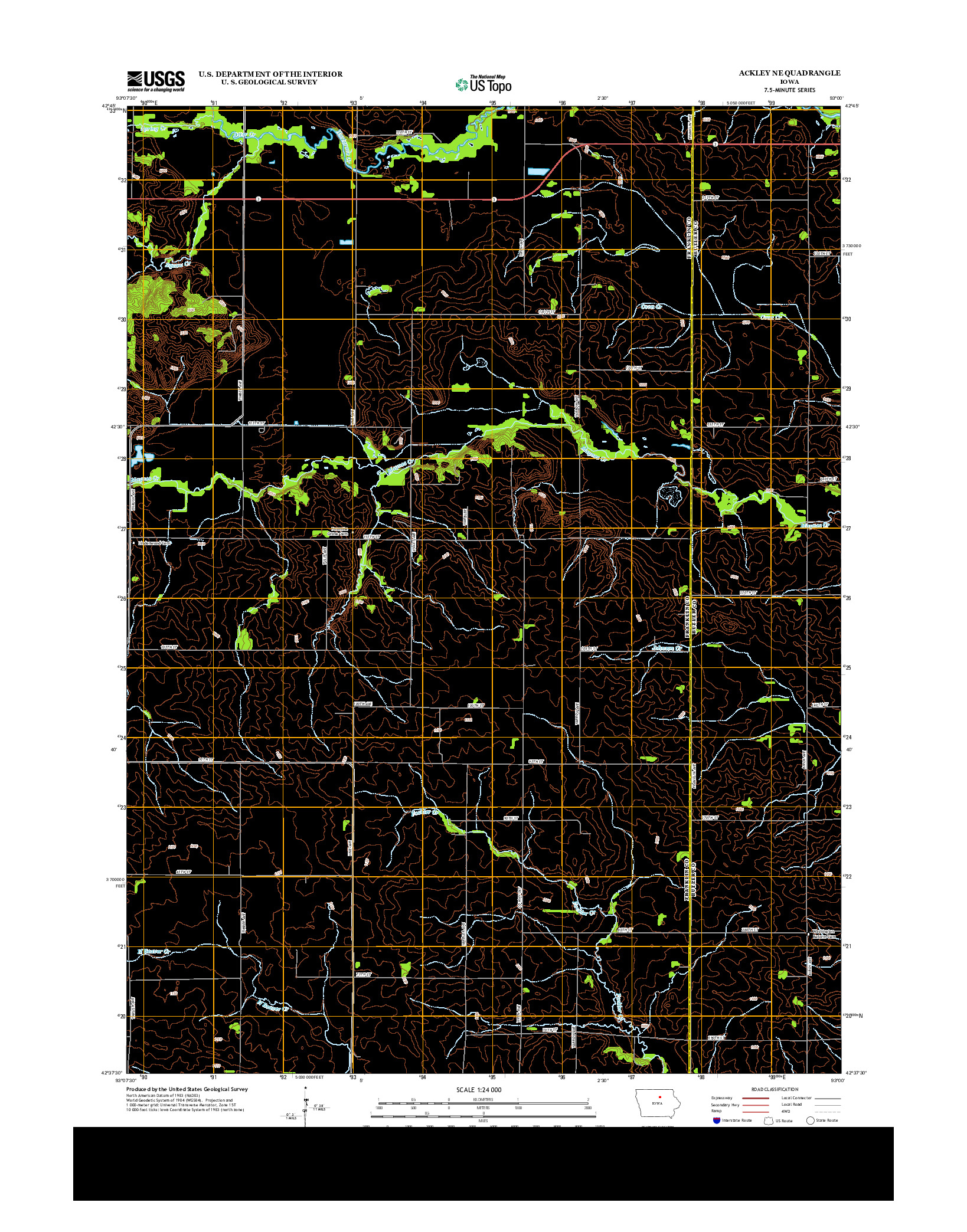 USGS US TOPO 7.5-MINUTE MAP FOR ACKLEY NE, IA 2013