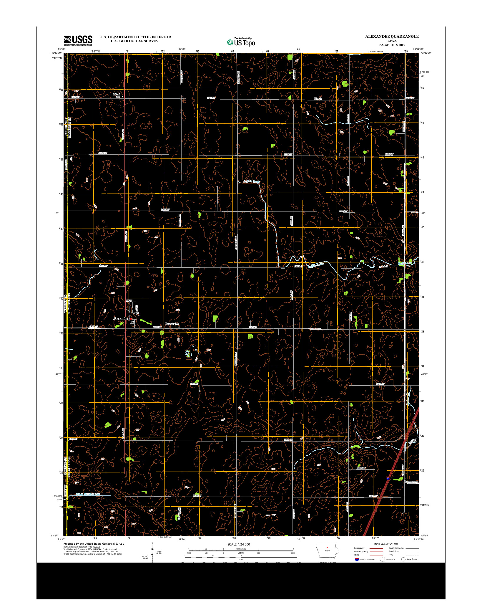 USGS US TOPO 7.5-MINUTE MAP FOR ALEXANDER, IA 2013