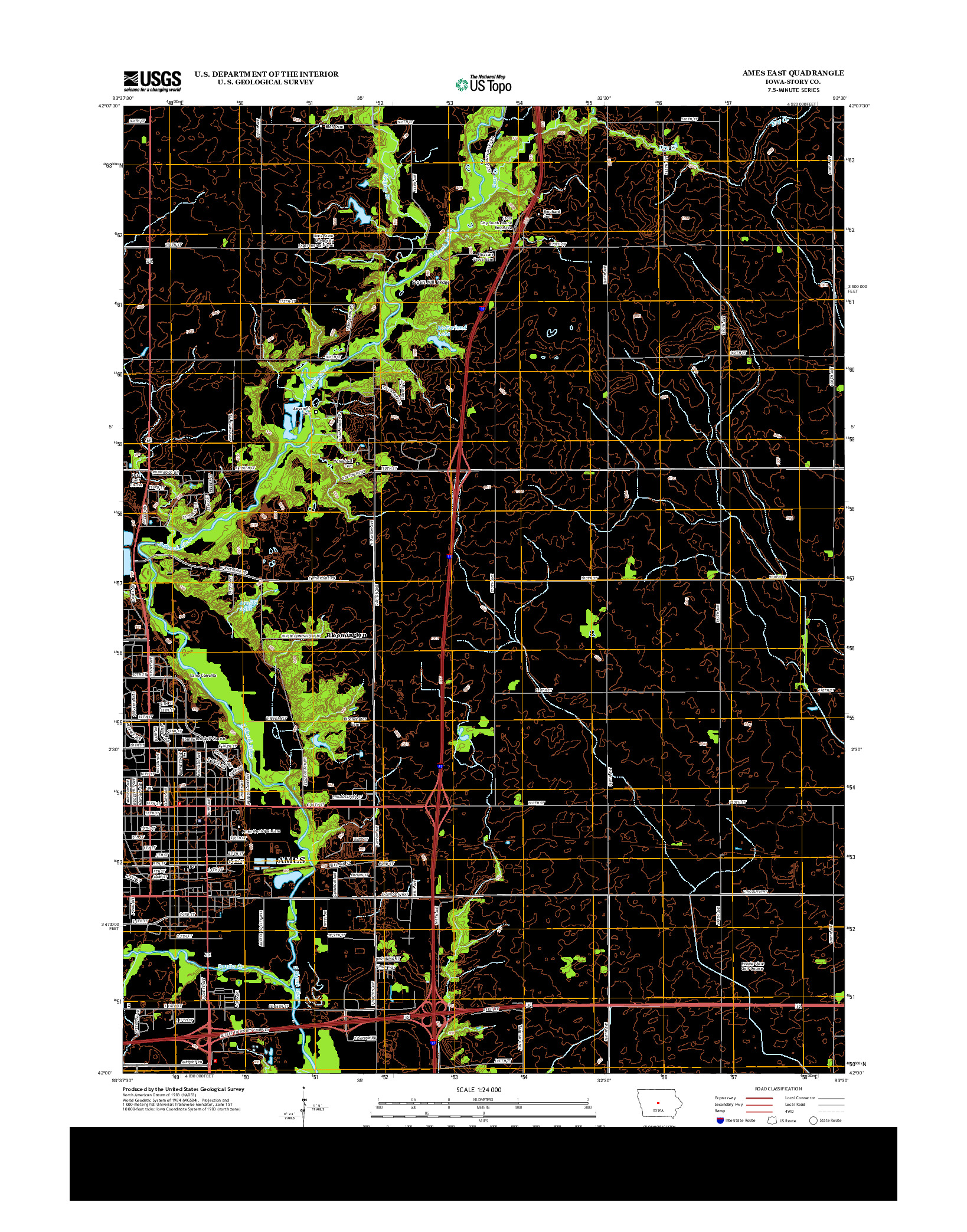 USGS US TOPO 7.5-MINUTE MAP FOR AMES EAST, IA 2013