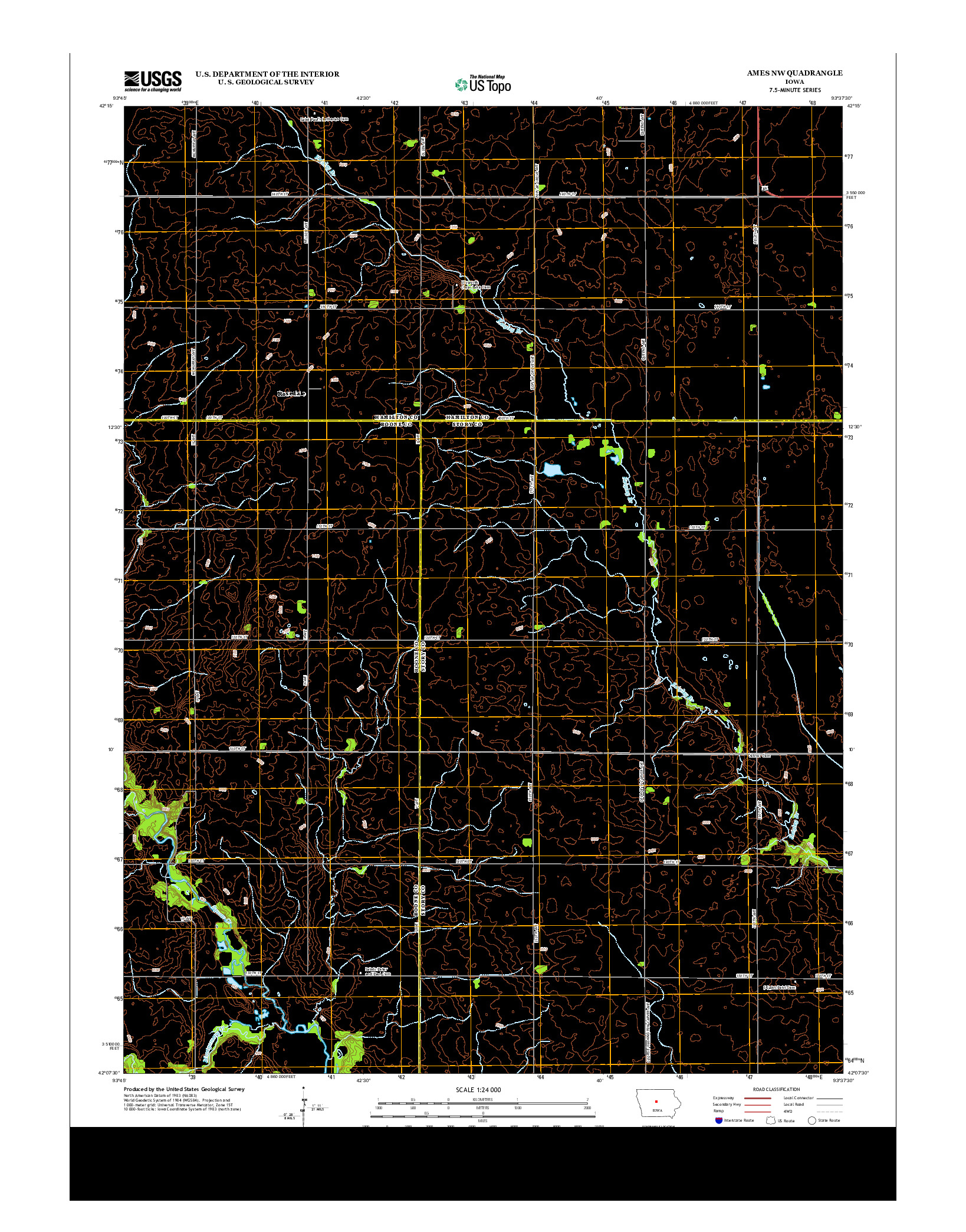 USGS US TOPO 7.5-MINUTE MAP FOR AMES NW, IA 2013