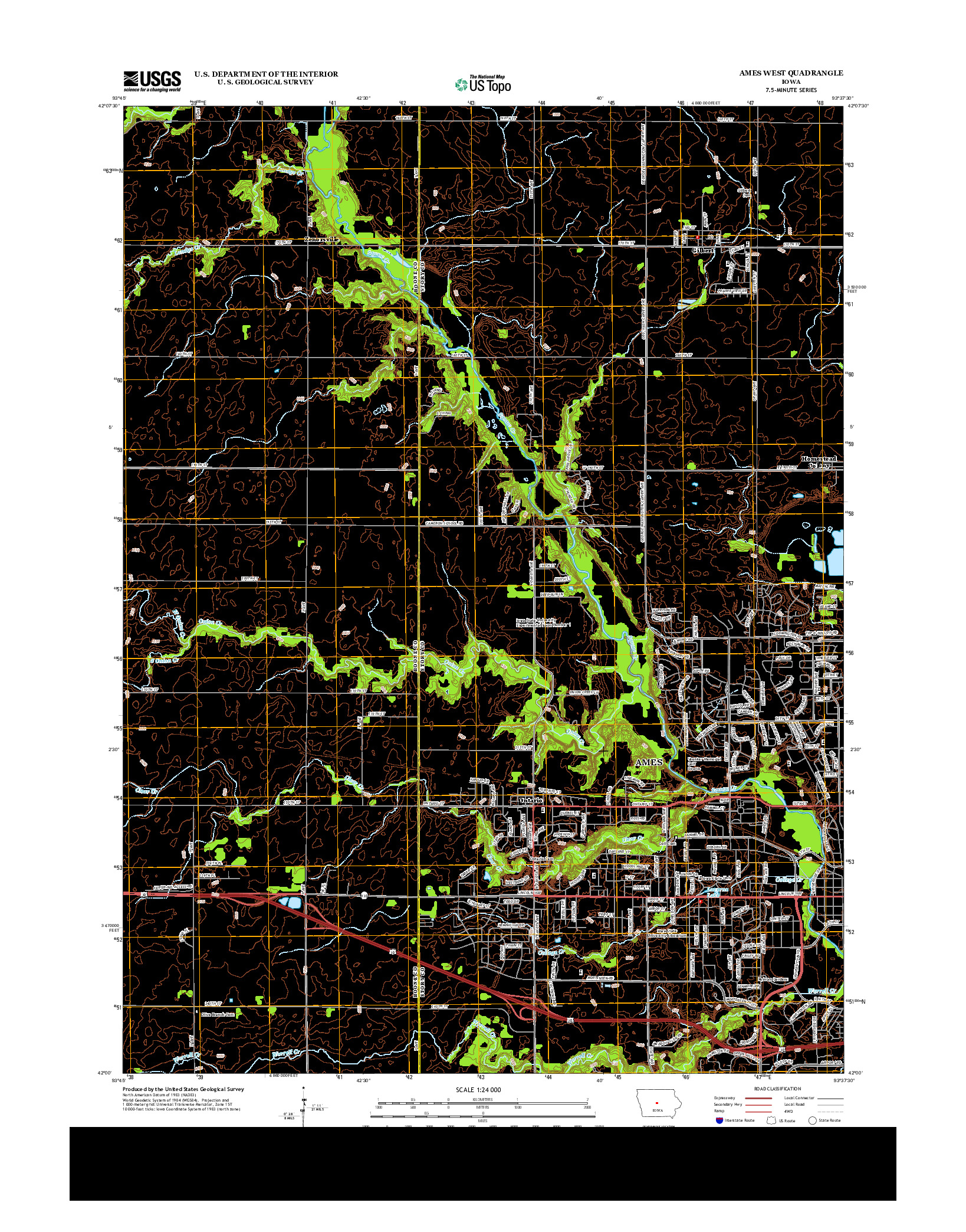 USGS US TOPO 7.5-MINUTE MAP FOR AMES WEST, IA 2013