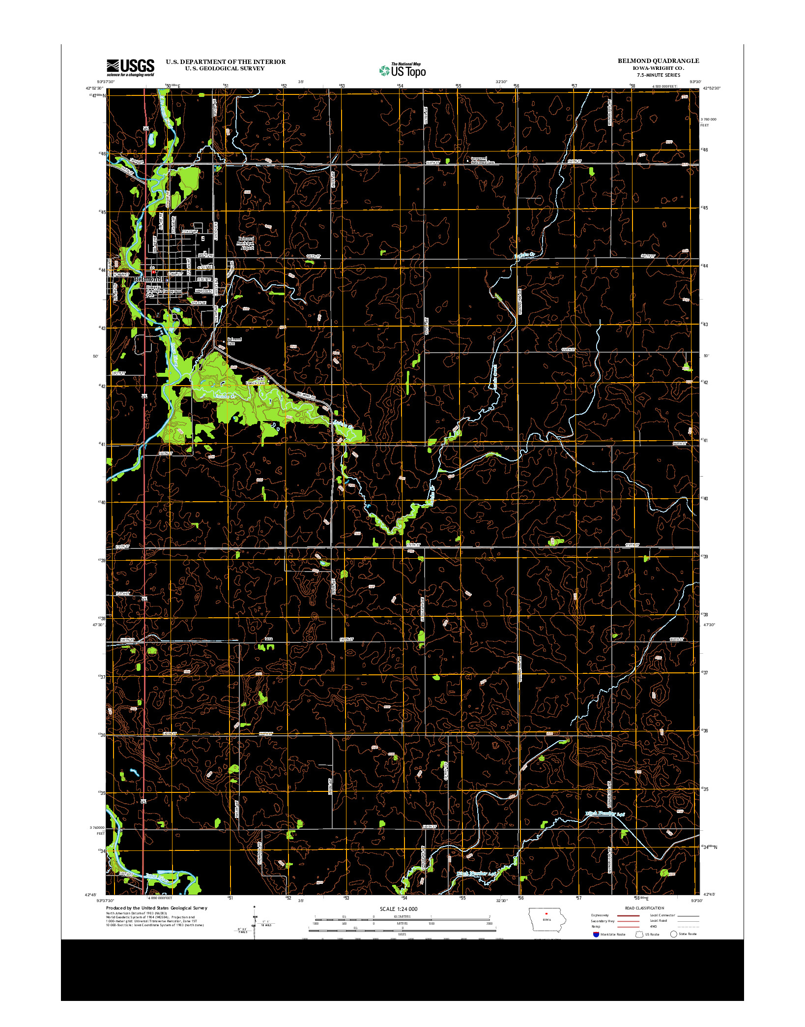 USGS US TOPO 7.5-MINUTE MAP FOR BELMOND, IA 2013