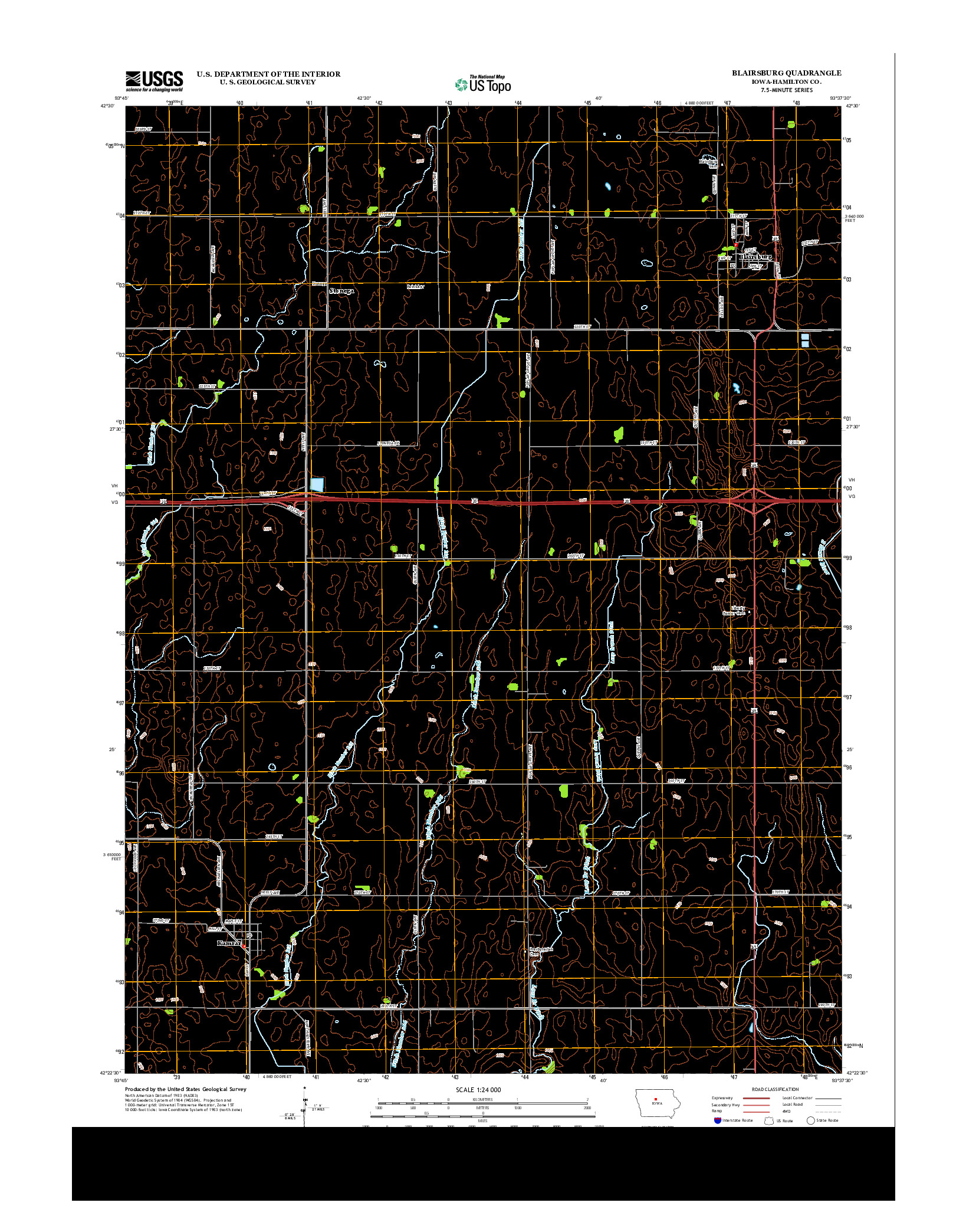 USGS US TOPO 7.5-MINUTE MAP FOR BLAIRSBURG, IA 2013