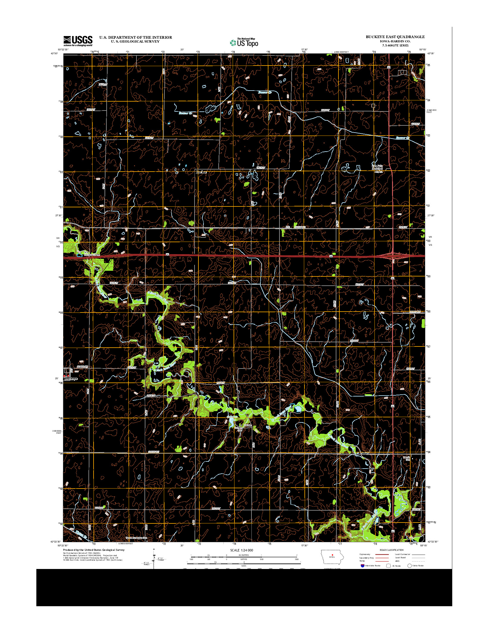 USGS US TOPO 7.5-MINUTE MAP FOR BUCKEYE EAST, IA 2013