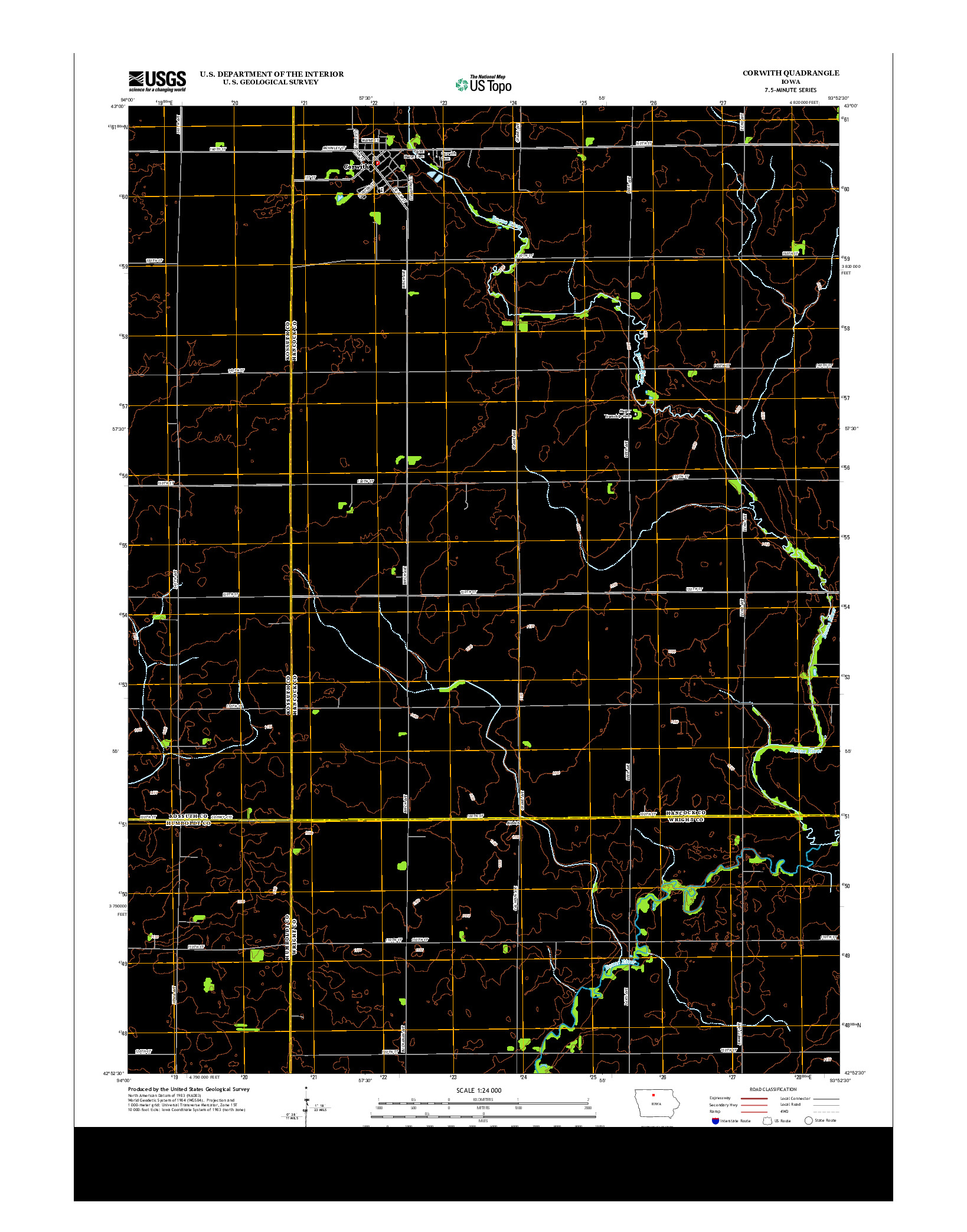 USGS US TOPO 7.5-MINUTE MAP FOR CORWITH, IA 2013