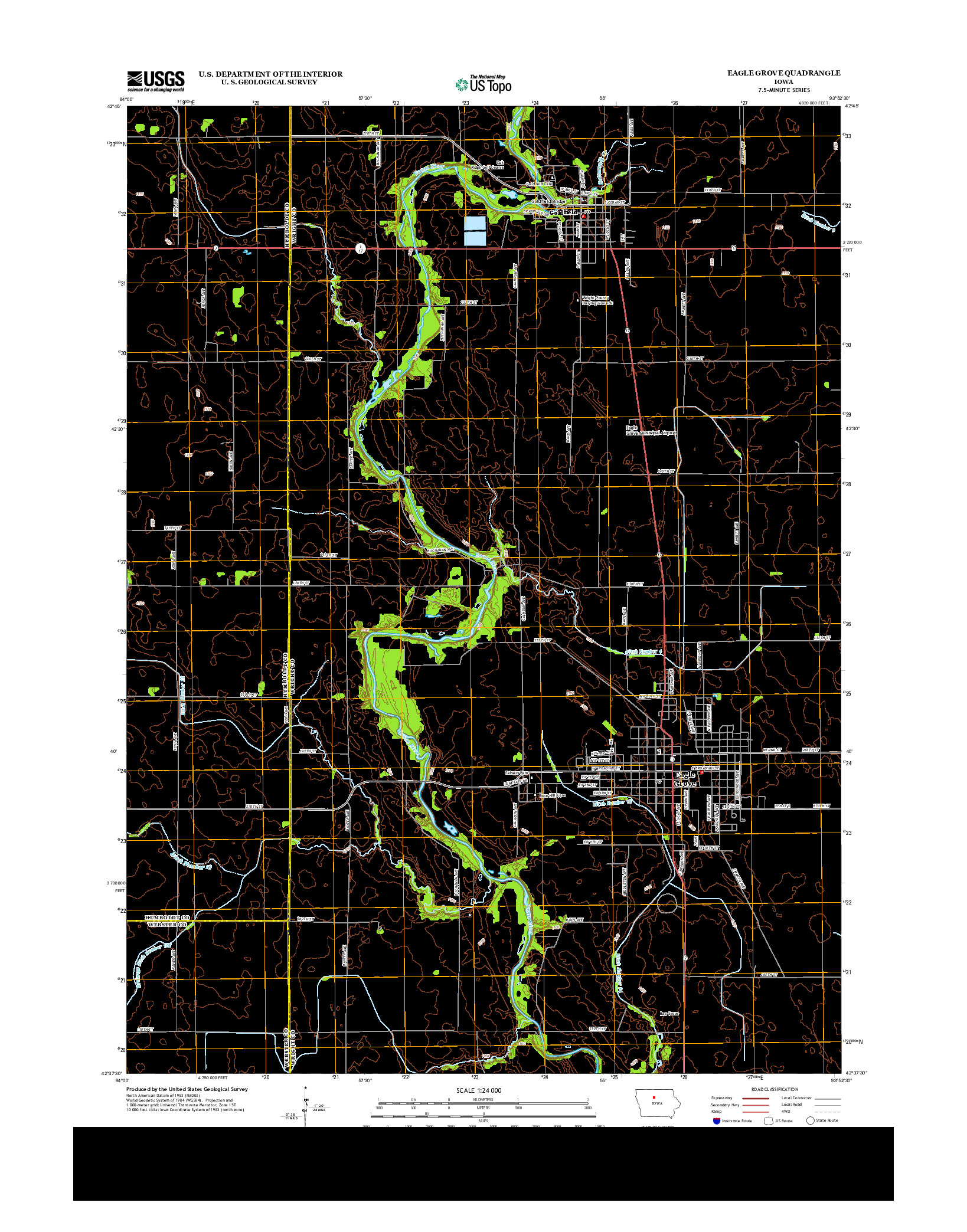 USGS US TOPO 7.5-MINUTE MAP FOR EAGLE GROVE, IA 2013