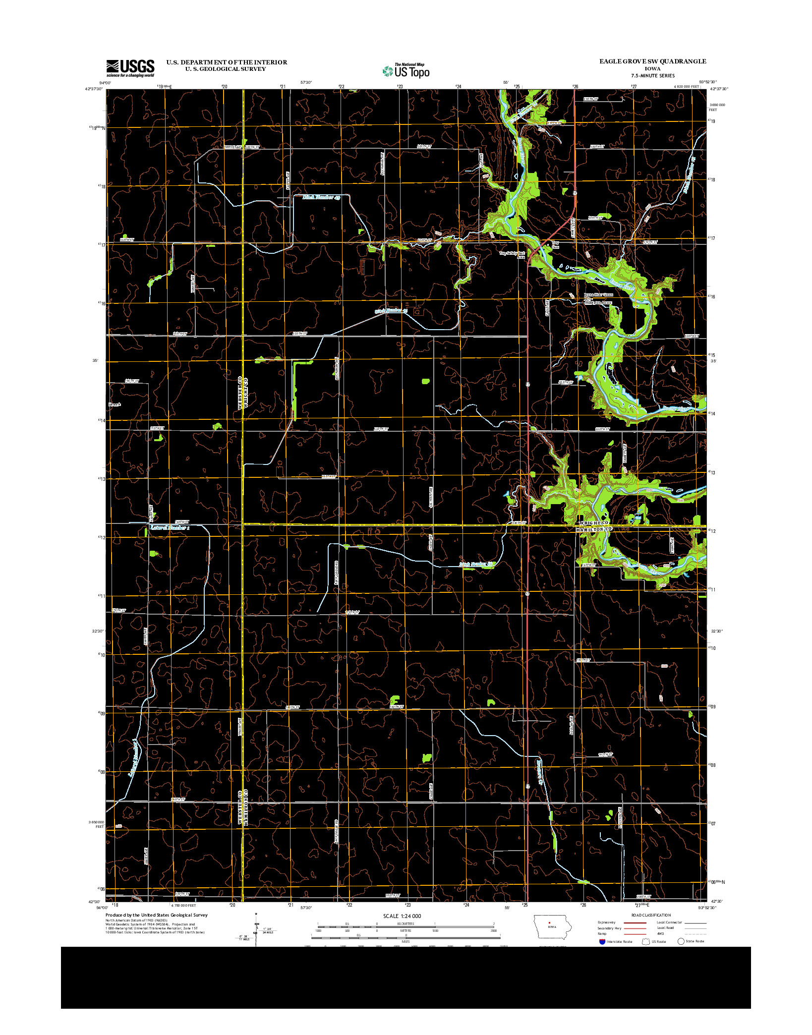 USGS US TOPO 7.5-MINUTE MAP FOR EAGLE GROVE SW, IA 2013