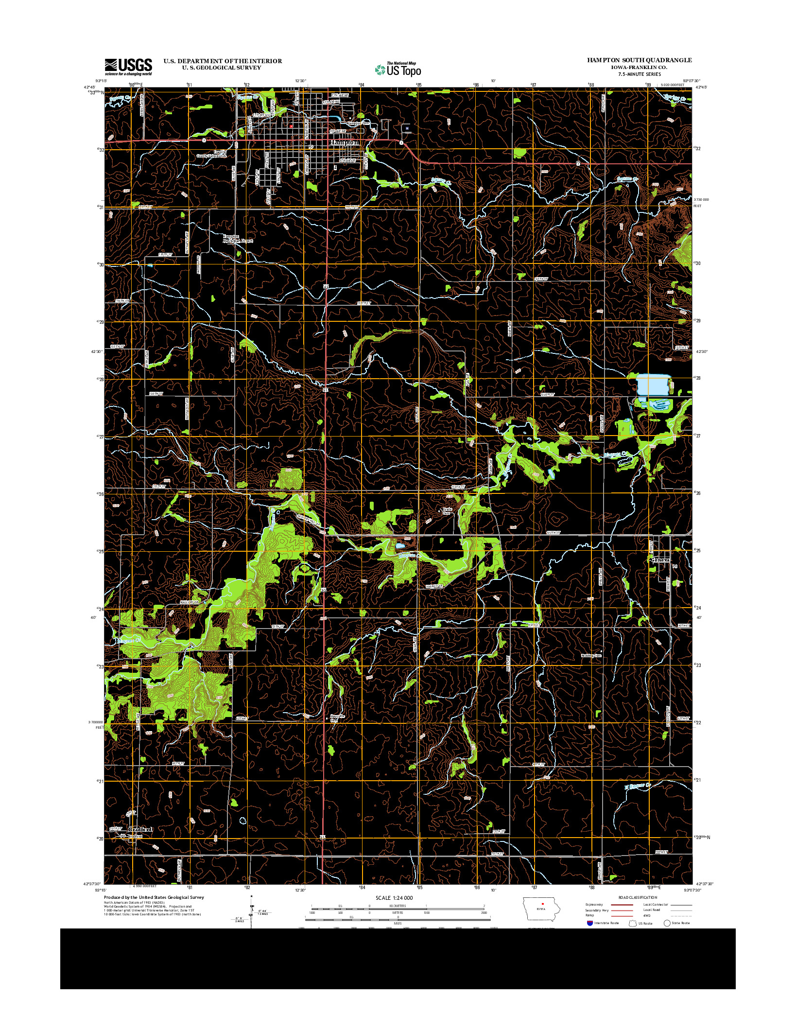 USGS US TOPO 7.5-MINUTE MAP FOR HAMPTON SOUTH, IA 2013