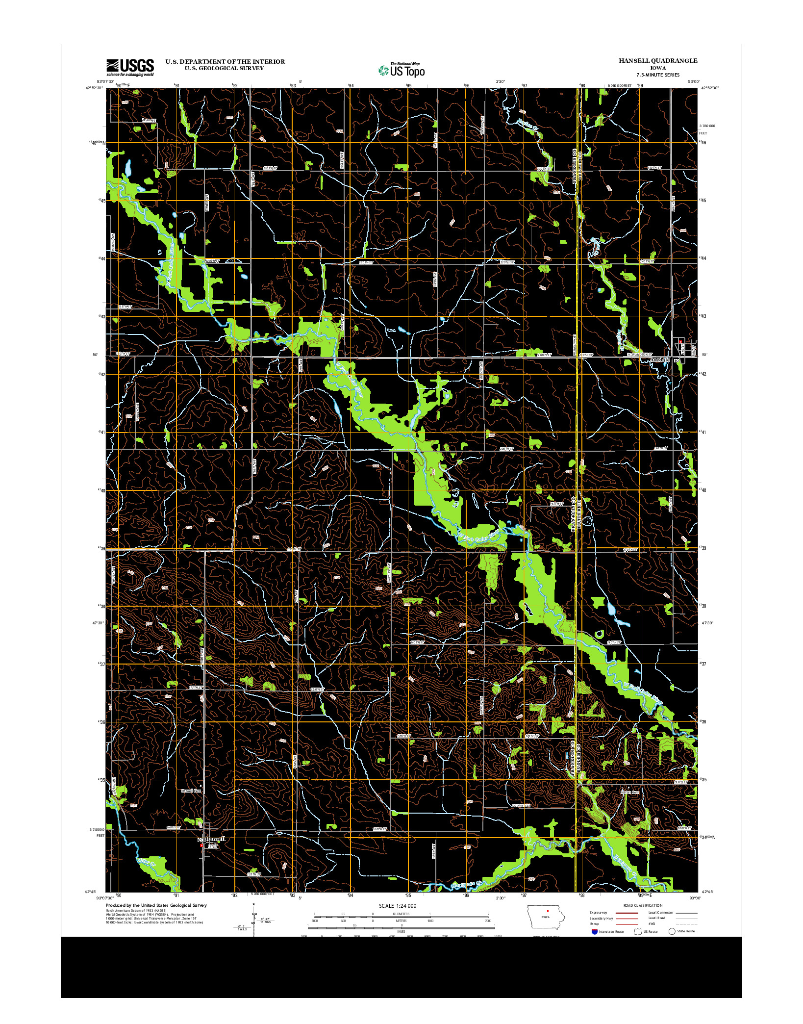 USGS US TOPO 7.5-MINUTE MAP FOR HANSELL, IA 2013