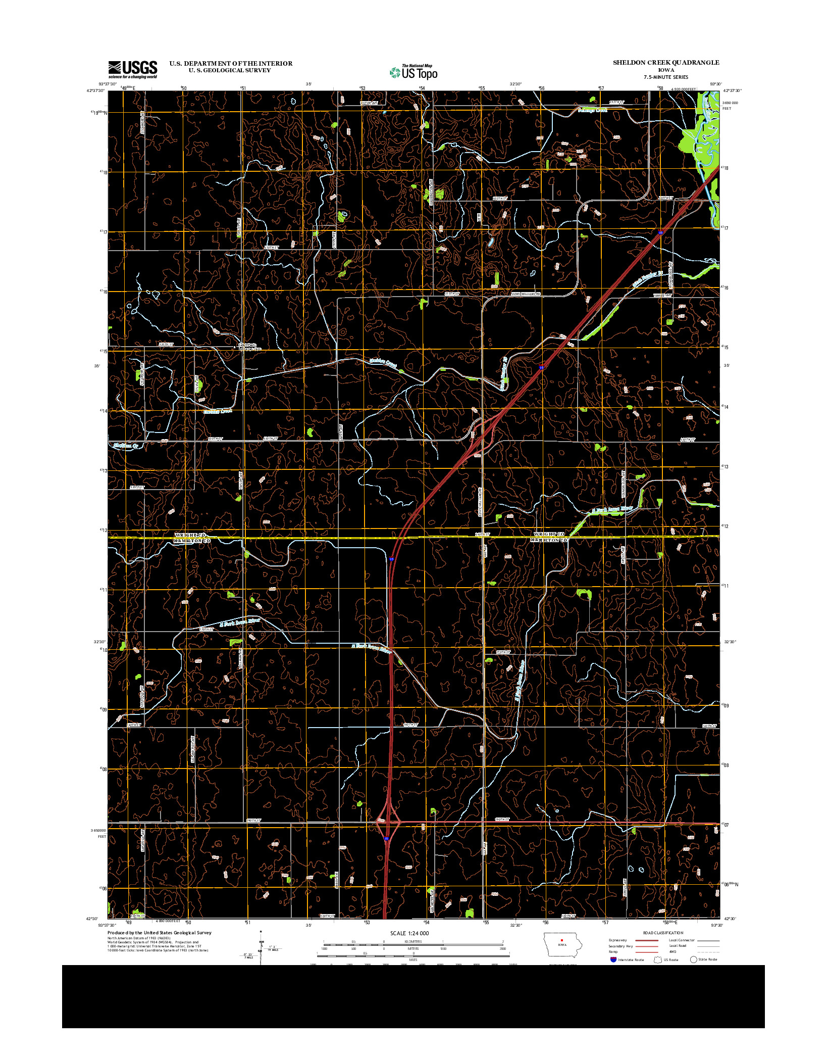 USGS US TOPO 7.5-MINUTE MAP FOR SHELDON CREEK, IA 2013