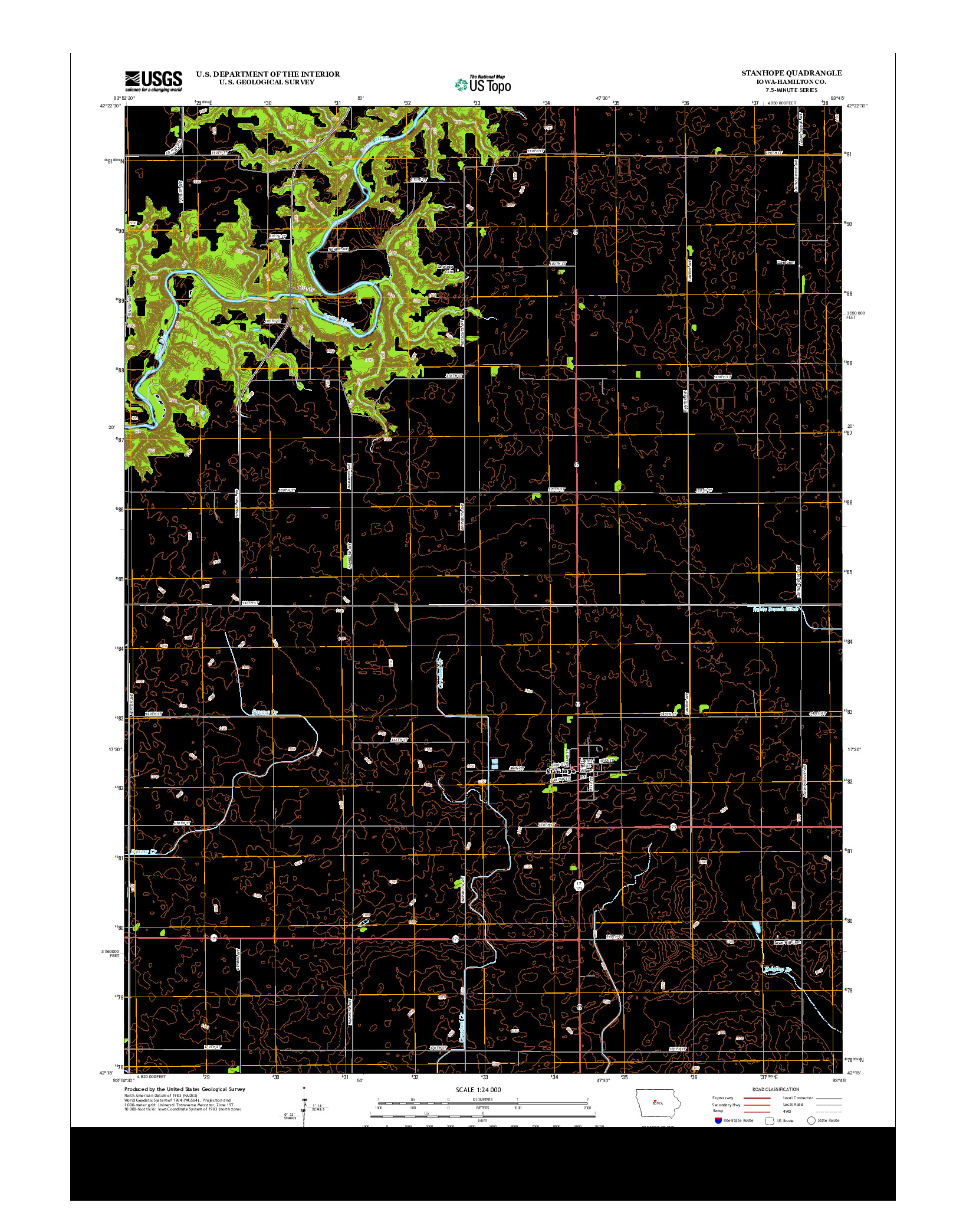 USGS US TOPO 7.5-MINUTE MAP FOR STANHOPE, IA 2013