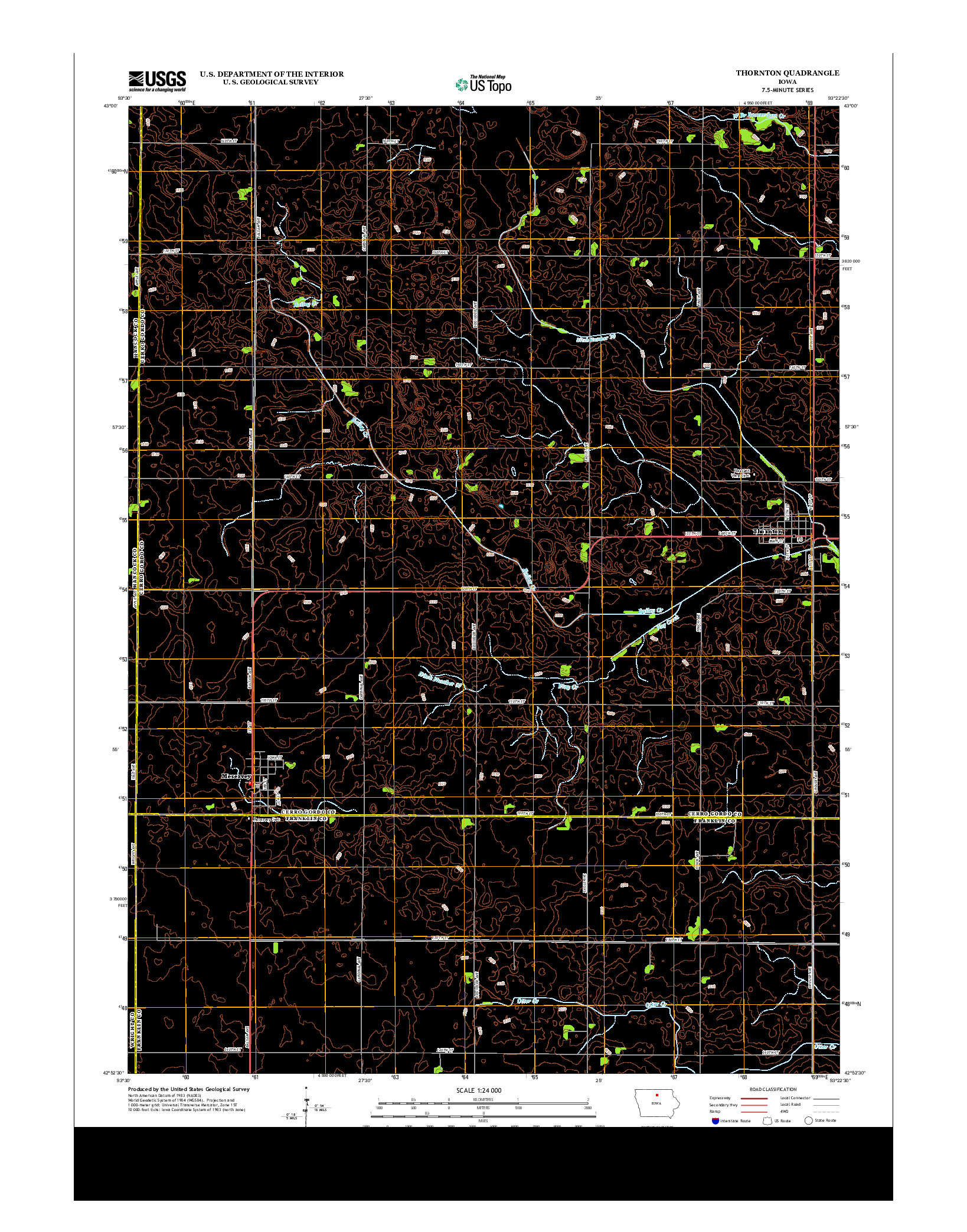 USGS US TOPO 7.5-MINUTE MAP FOR THORNTON, IA 2013