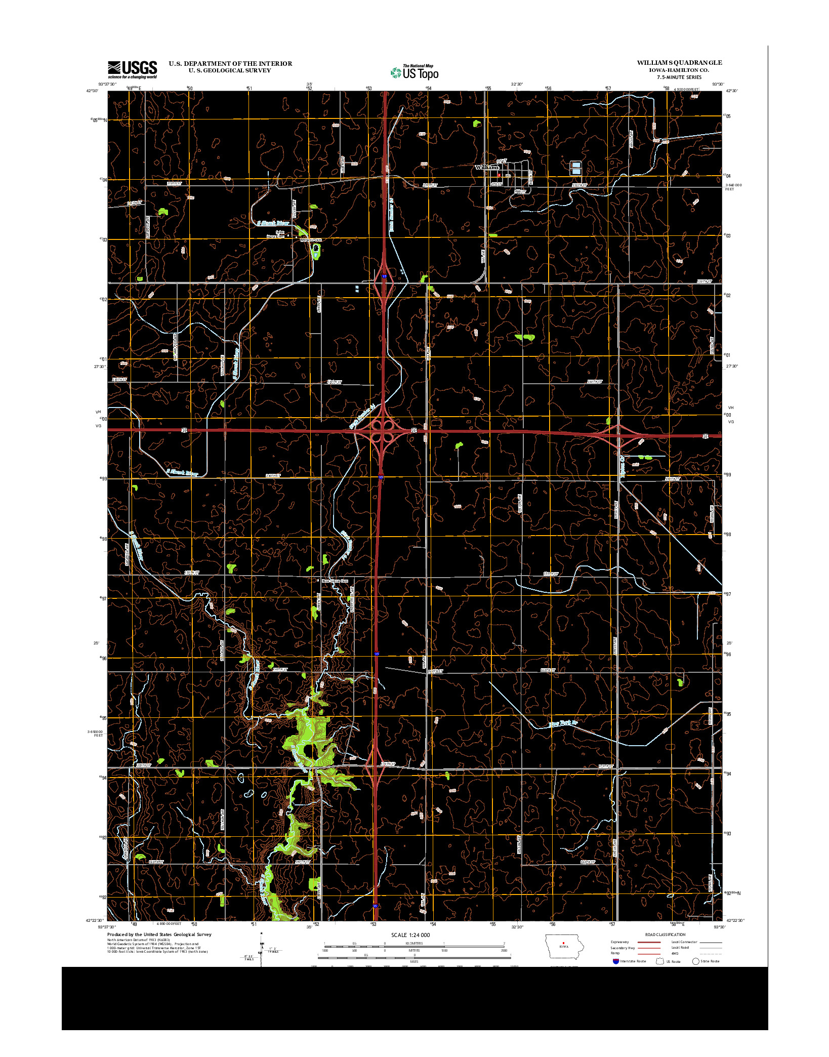 USGS US TOPO 7.5-MINUTE MAP FOR WILLIAMS, IA 2013