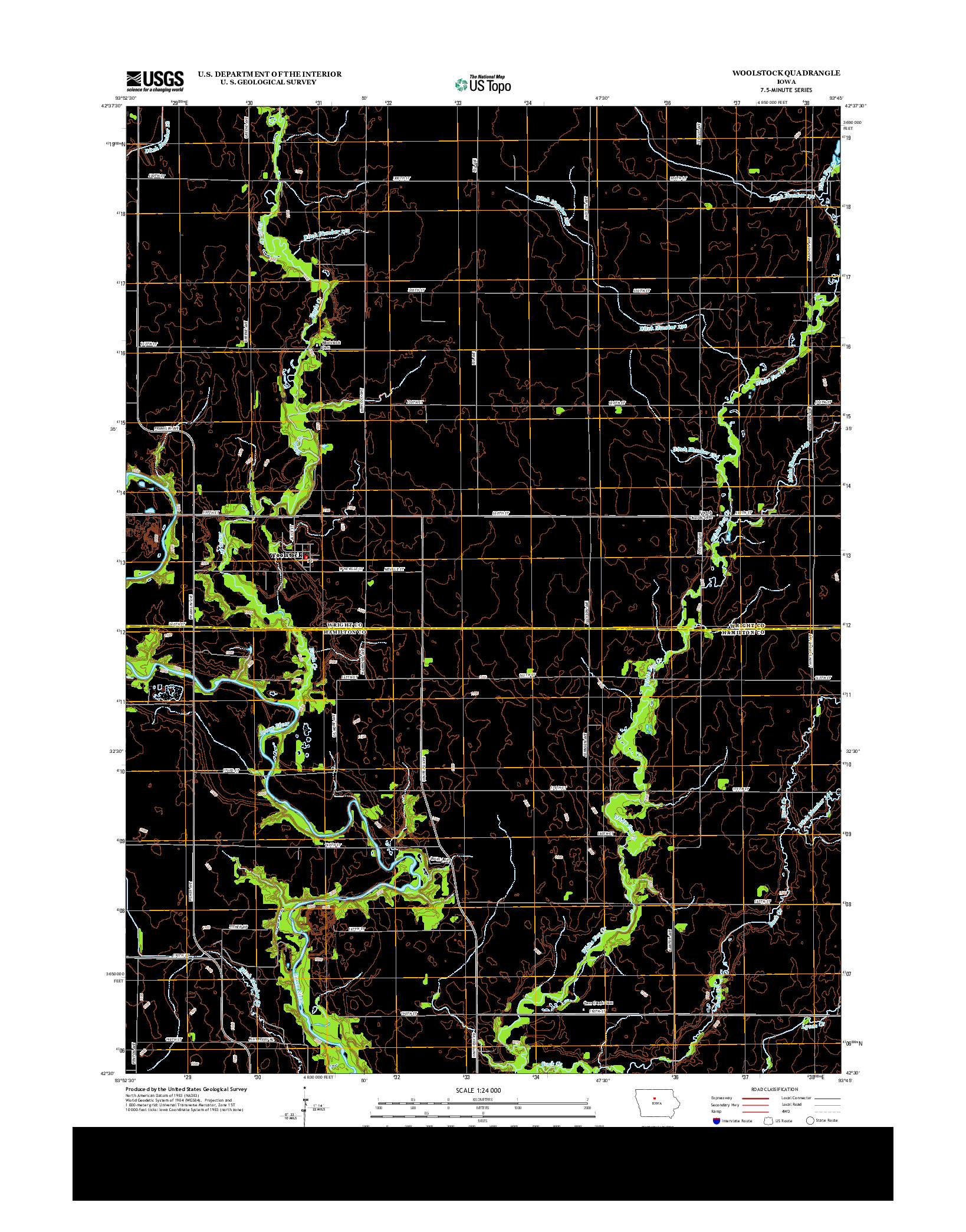 USGS US TOPO 7.5-MINUTE MAP FOR WOOLSTOCK, IA 2013