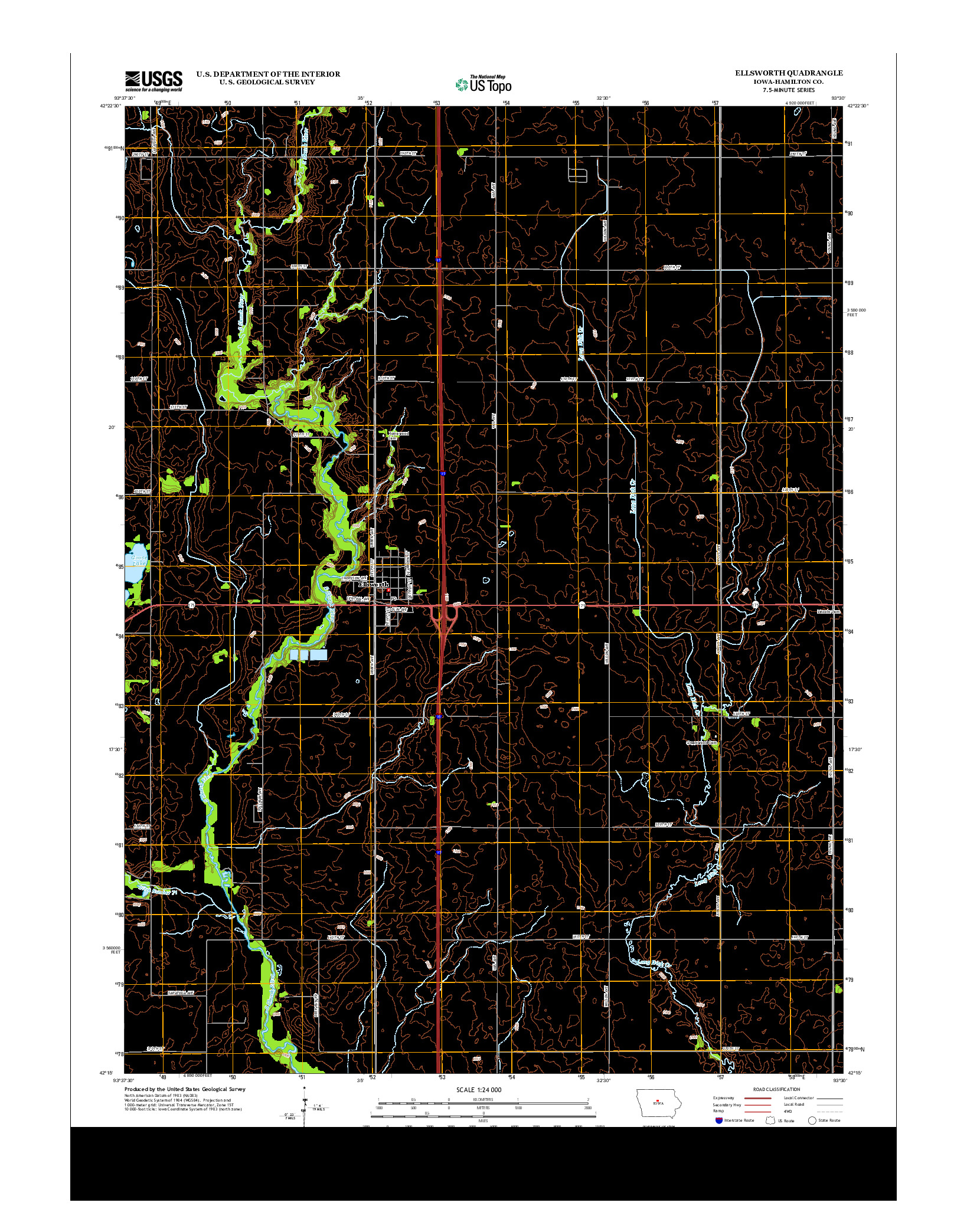 USGS US TOPO 7.5-MINUTE MAP FOR ELLSWORTH, IA 2013