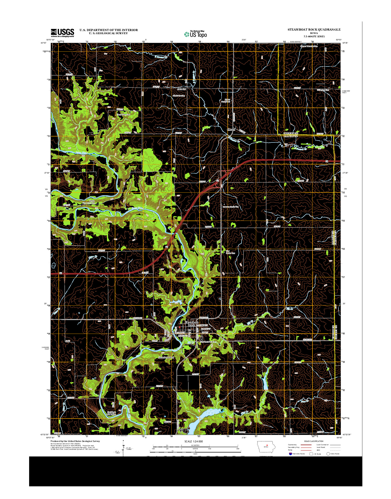 USGS US TOPO 7.5-MINUTE MAP FOR STEAMBOAT ROCK, IA 2013
