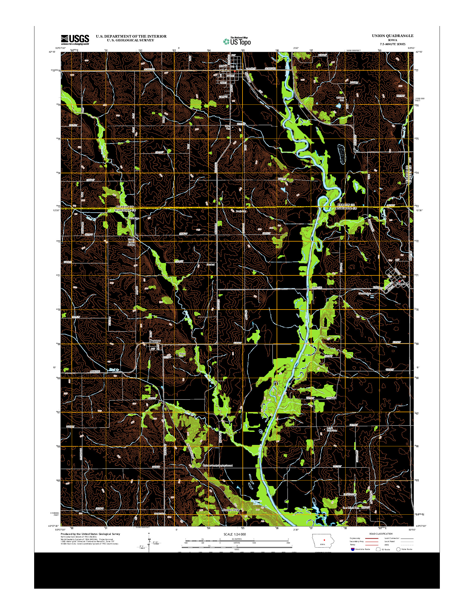 USGS US TOPO 7.5-MINUTE MAP FOR UNION, IA 2013