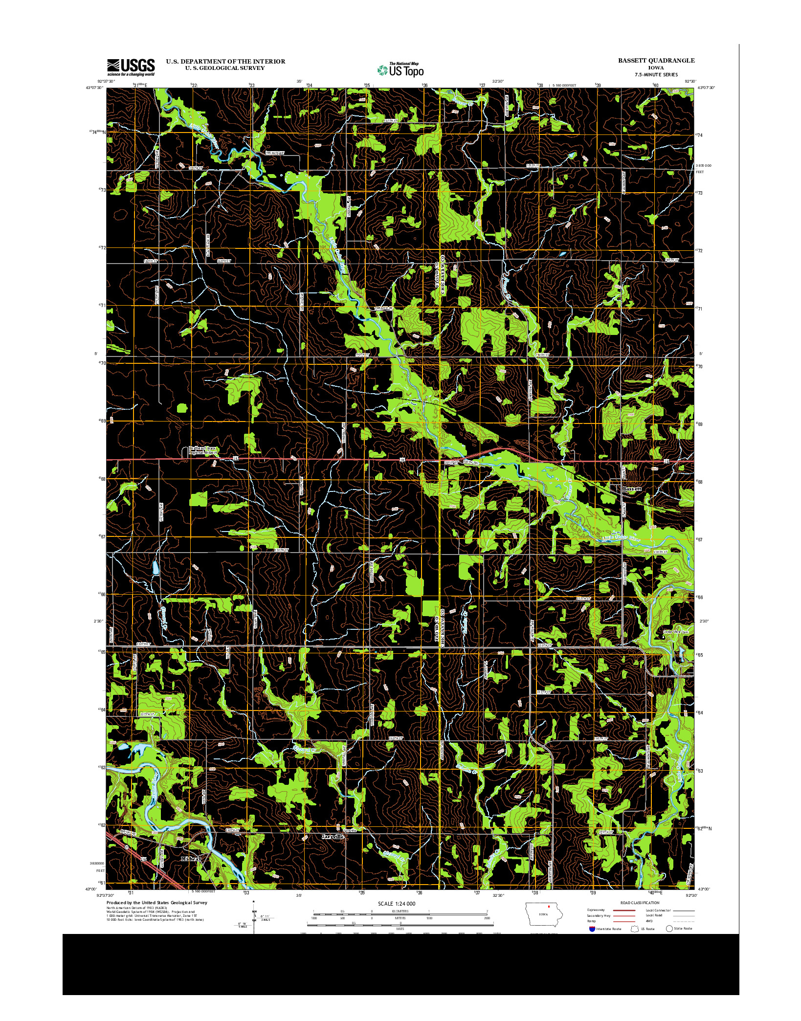 USGS US TOPO 7.5-MINUTE MAP FOR BASSETT, IA 2013