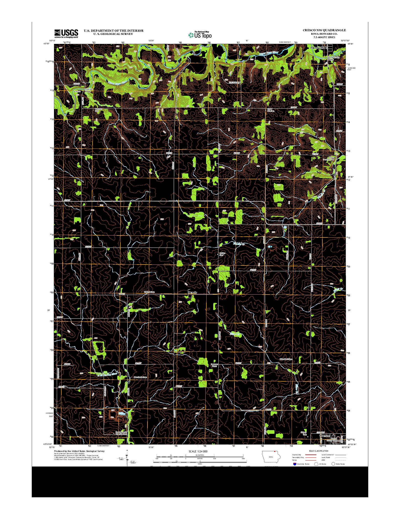 USGS US TOPO 7.5-MINUTE MAP FOR CRESCO NW, IA 2013
