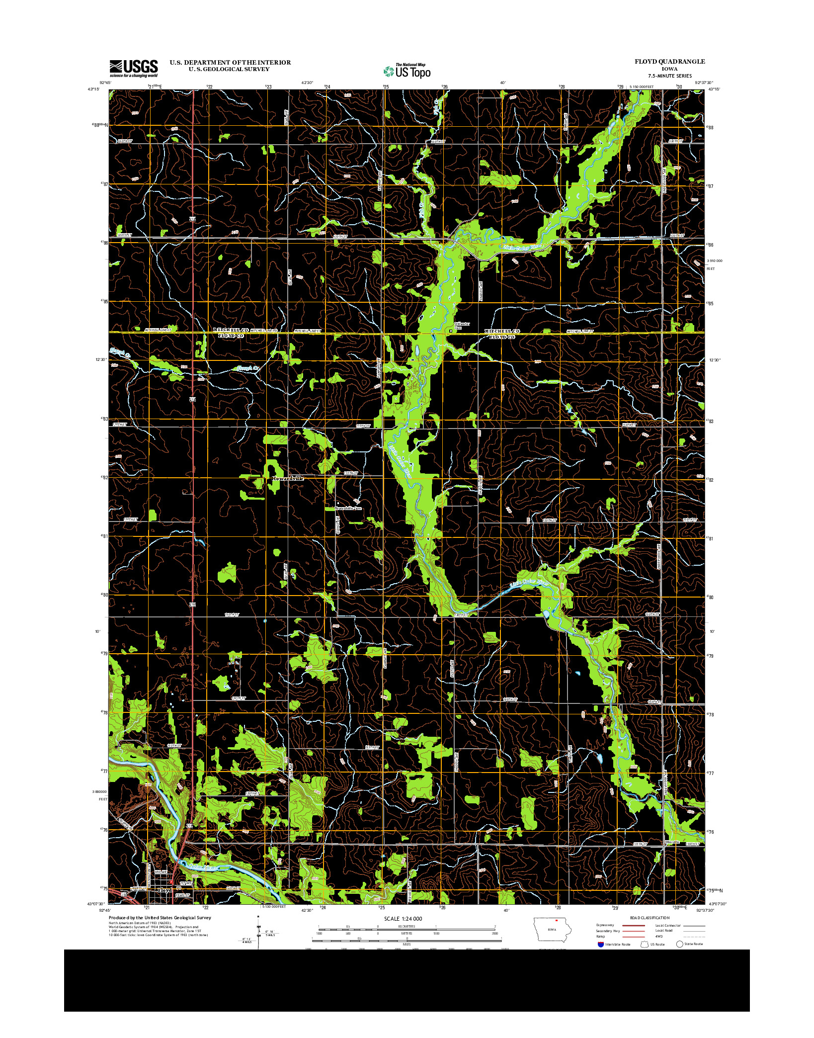 USGS US TOPO 7.5-MINUTE MAP FOR FLOYD, IA 2013