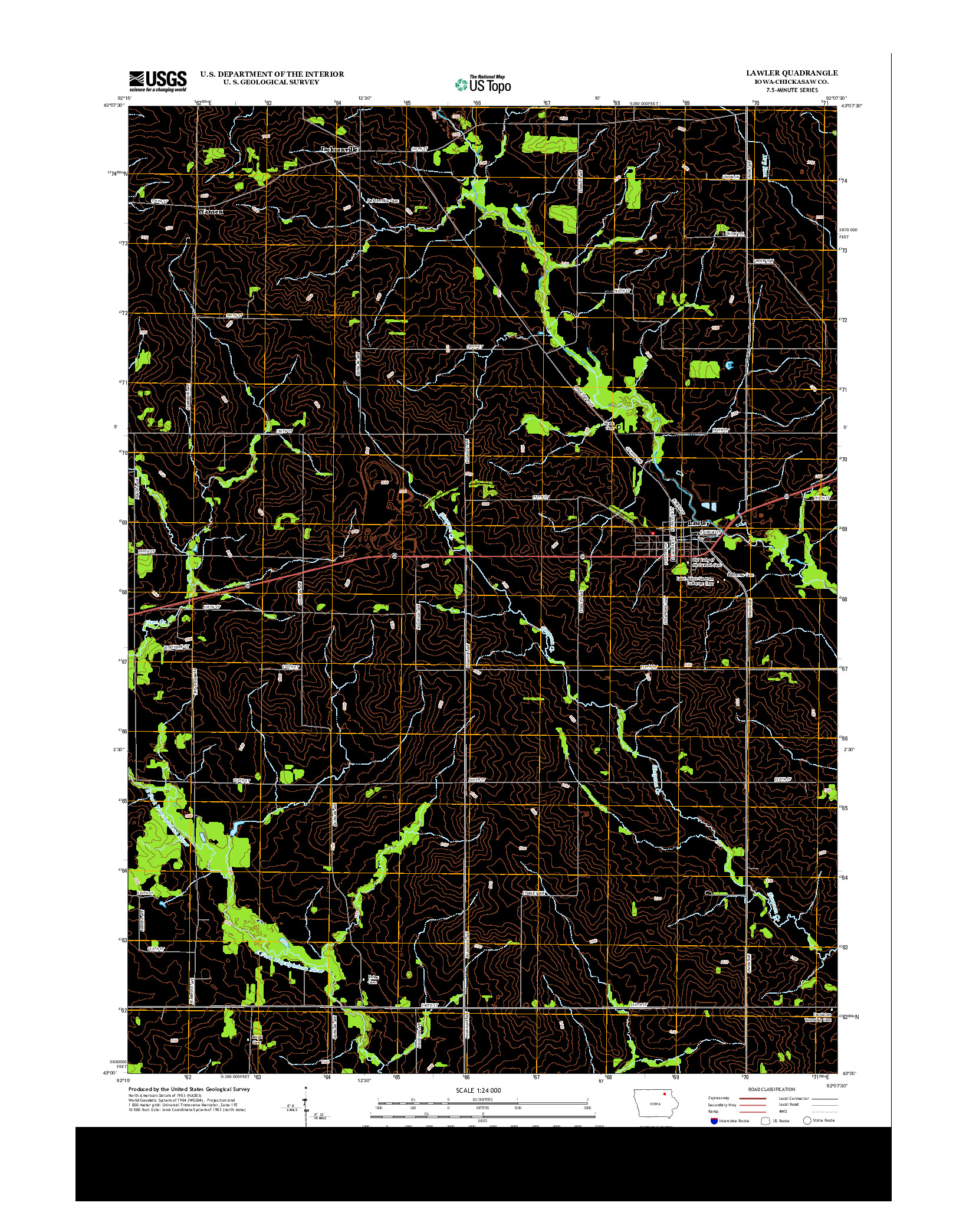 USGS US TOPO 7.5-MINUTE MAP FOR LAWLER, IA 2013