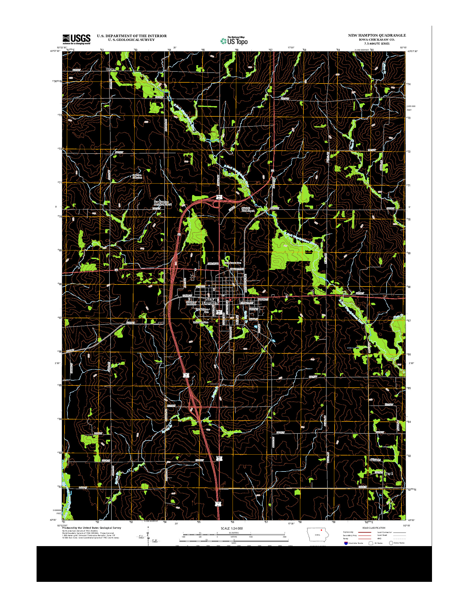 USGS US TOPO 7.5-MINUTE MAP FOR NEW HAMPTON, IA 2013