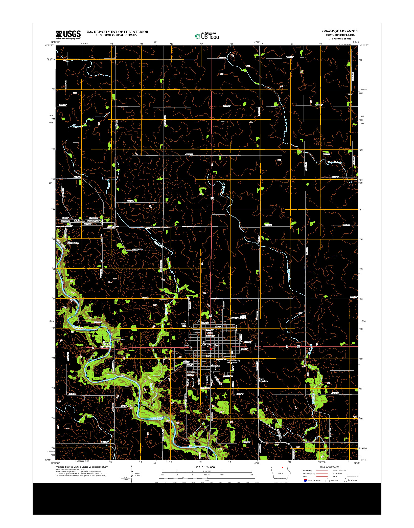 USGS US TOPO 7.5-MINUTE MAP FOR OSAGE, IA 2013