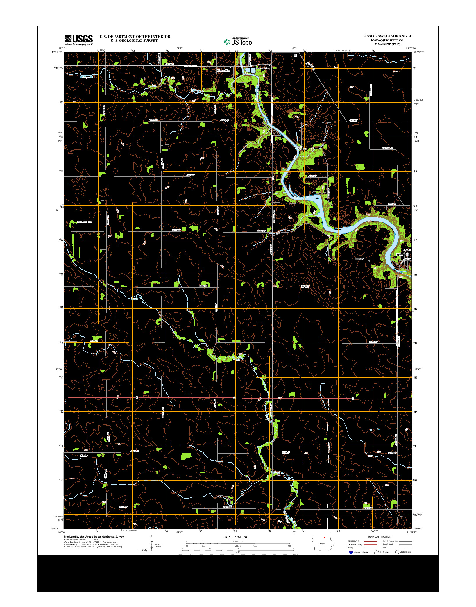 USGS US TOPO 7.5-MINUTE MAP FOR OSAGE SW, IA 2013