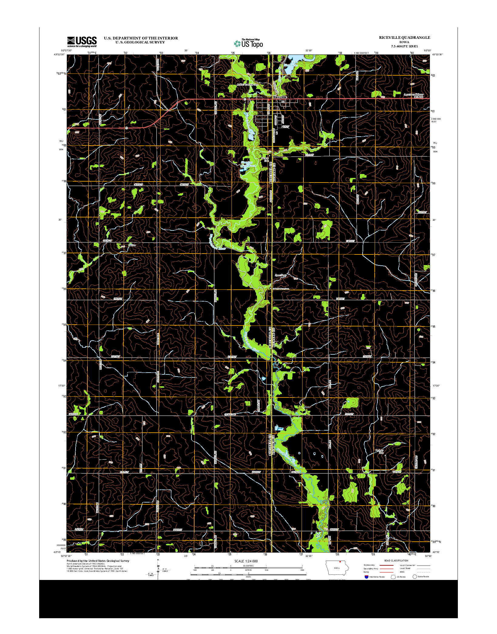 USGS US TOPO 7.5-MINUTE MAP FOR RICEVILLE, IA 2013