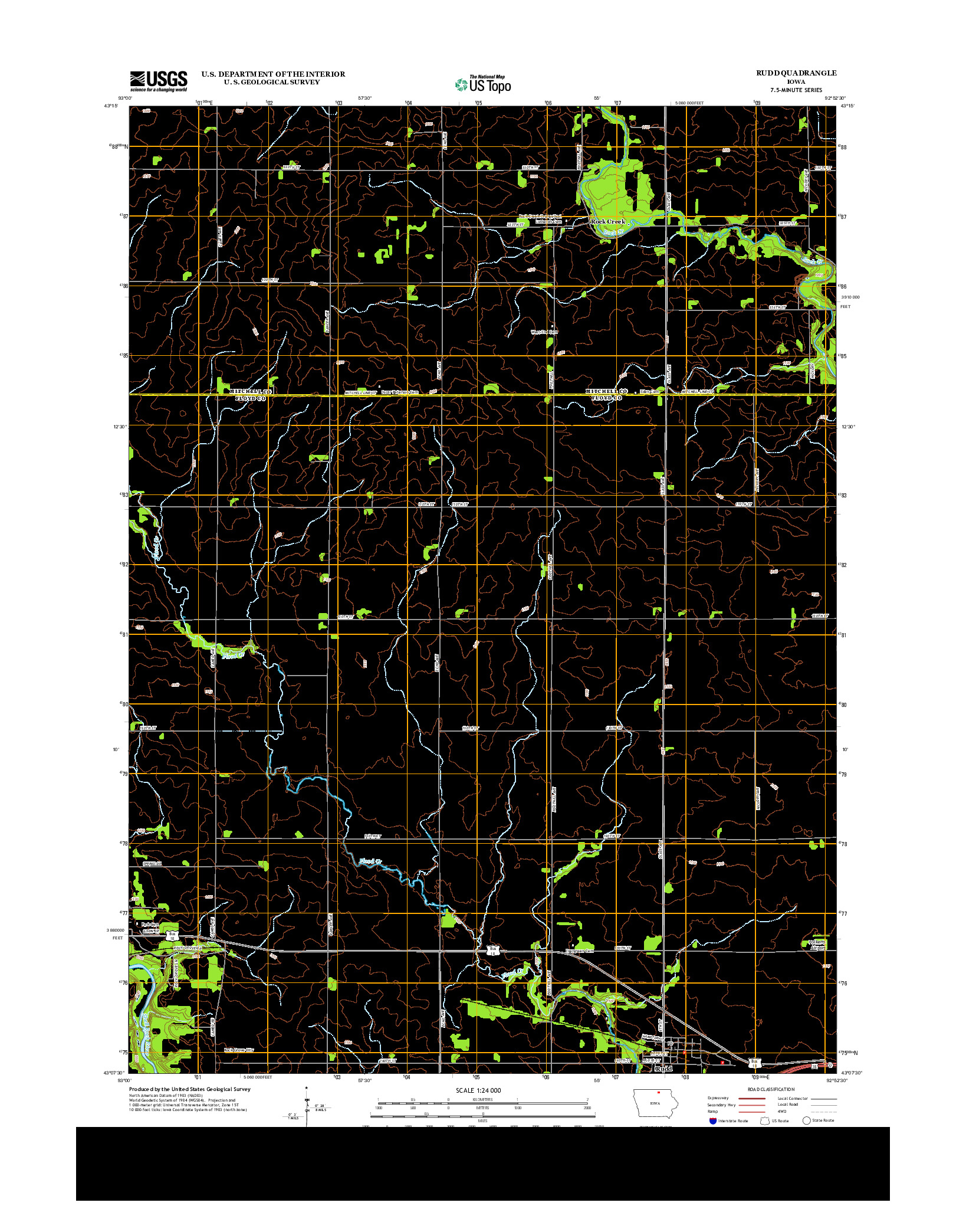 USGS US TOPO 7.5-MINUTE MAP FOR RUDD, IA 2013