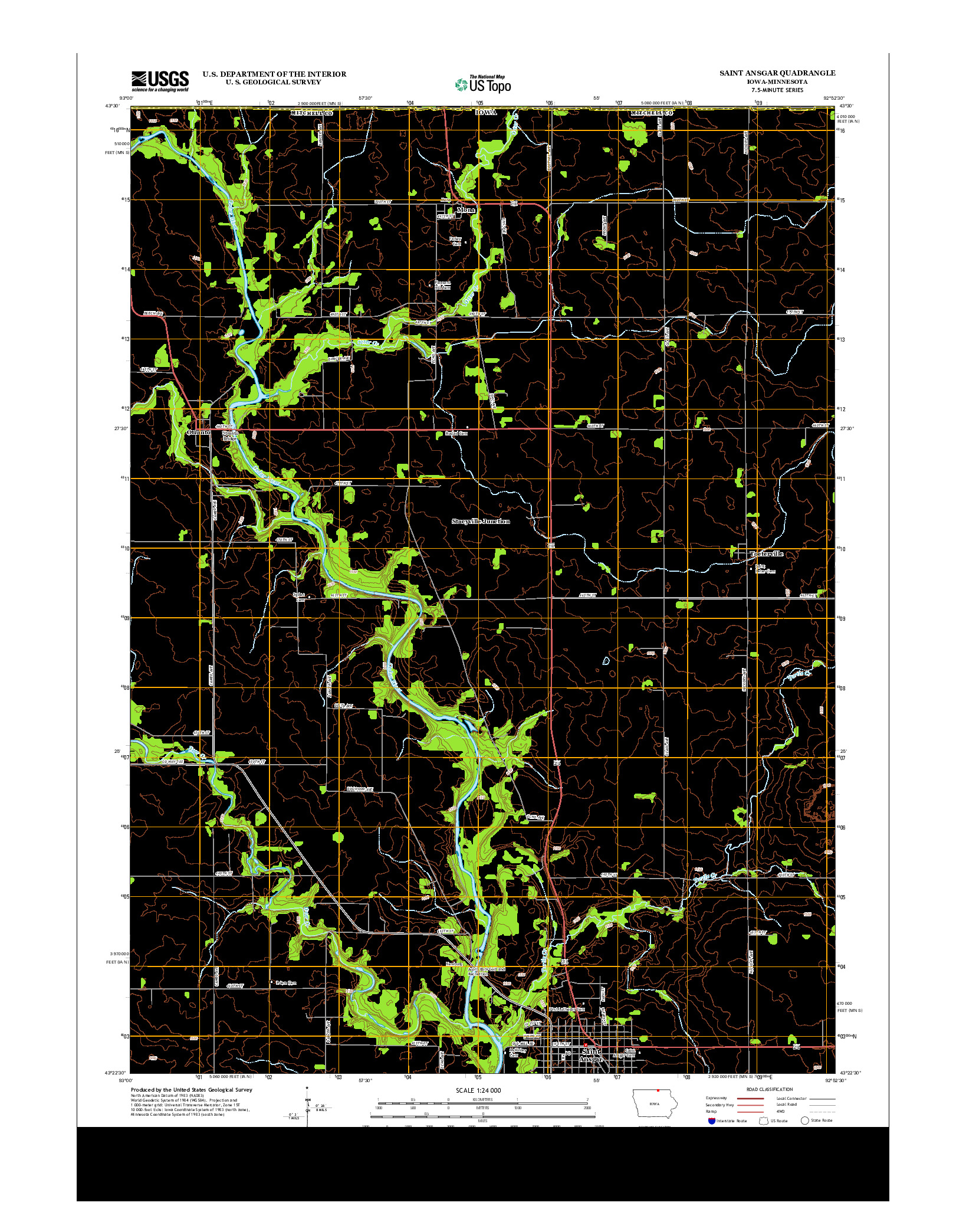 USGS US TOPO 7.5-MINUTE MAP FOR SAINT ANSGAR, IA-MN 2013