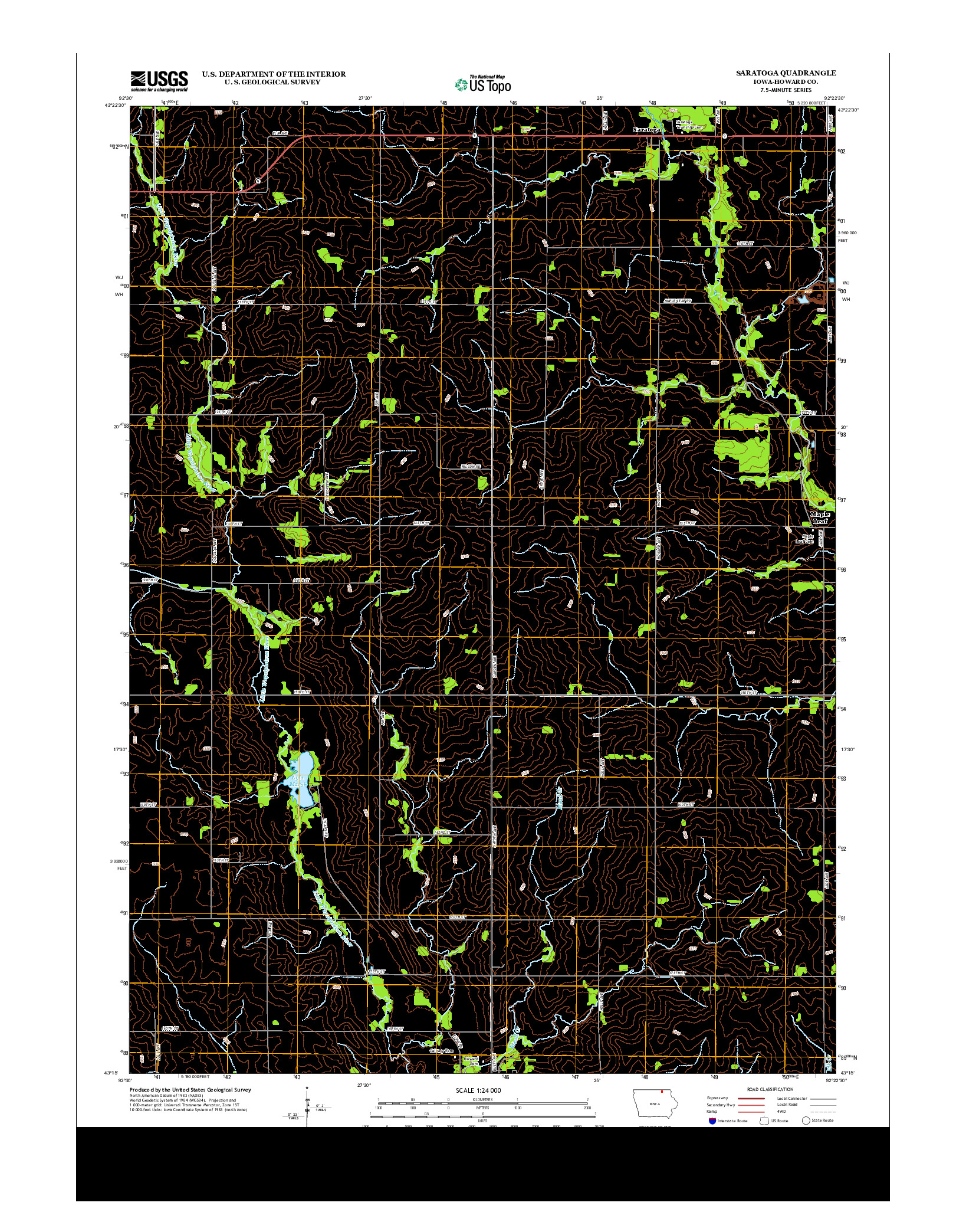 USGS US TOPO 7.5-MINUTE MAP FOR SARATOGA, IA 2013