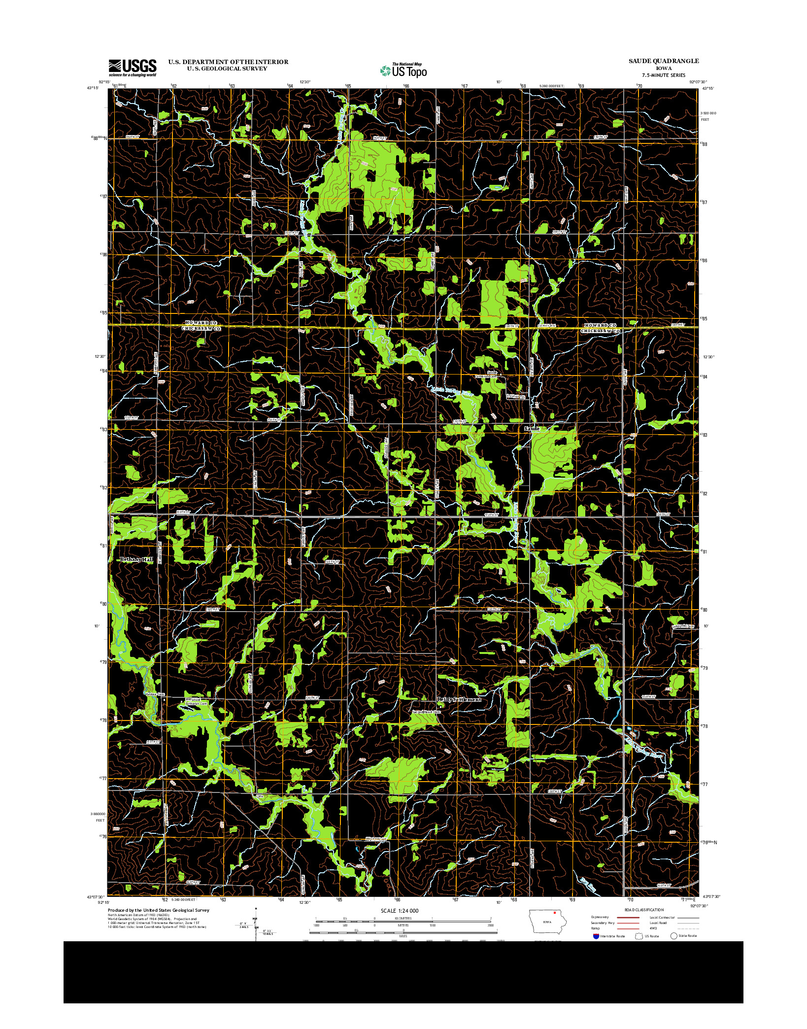 USGS US TOPO 7.5-MINUTE MAP FOR SAUDE, IA 2013